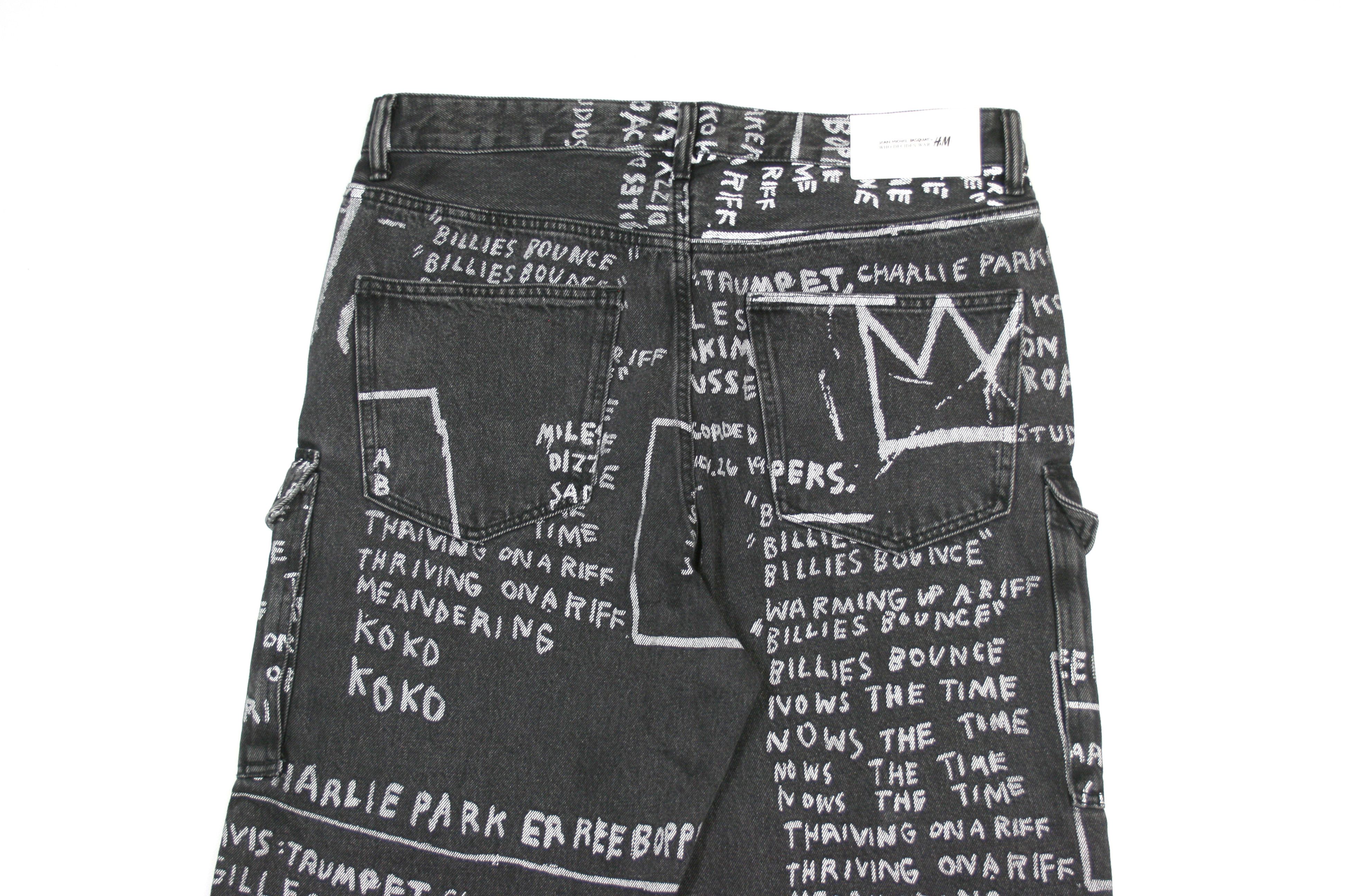 H&M × Jean-Michel Basquiat × Who Decides War Printed All Over Baggy Cargo Jeans Size US 36 / EU 52 - 4 Thumbnail