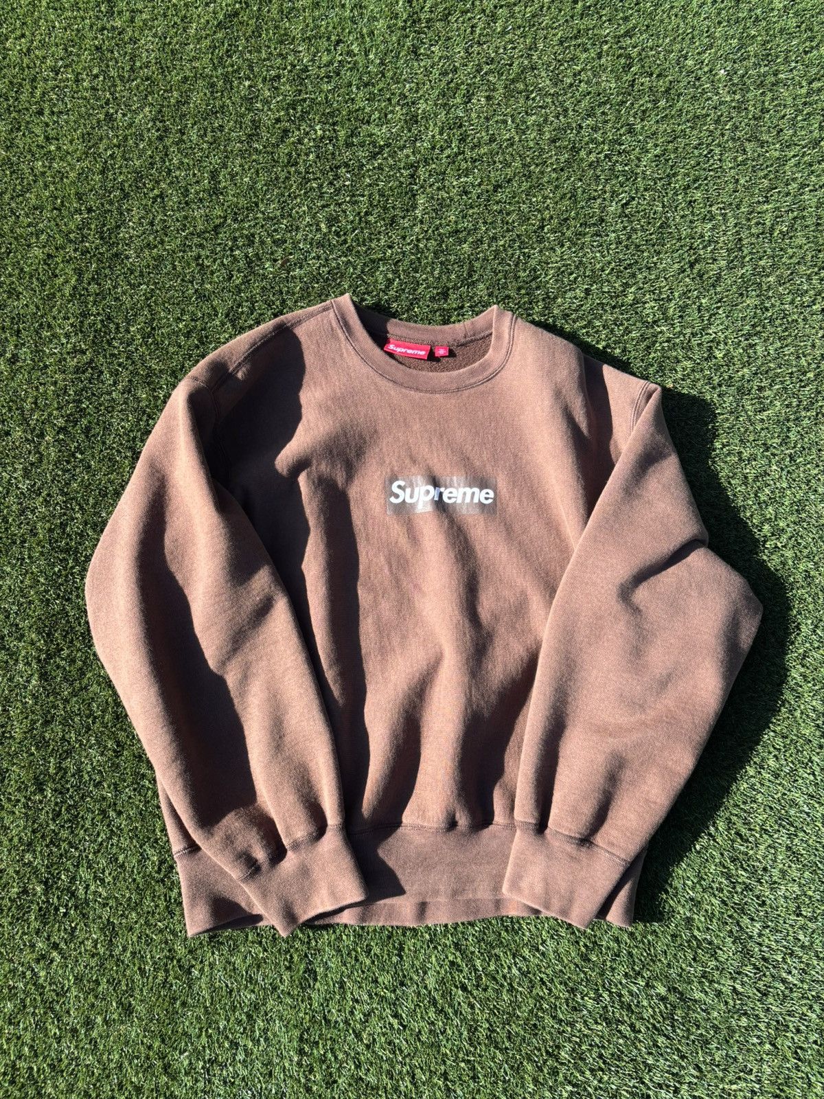 Supreme Supreme Washed Box Logo Crewneck Large Brown | Grailed