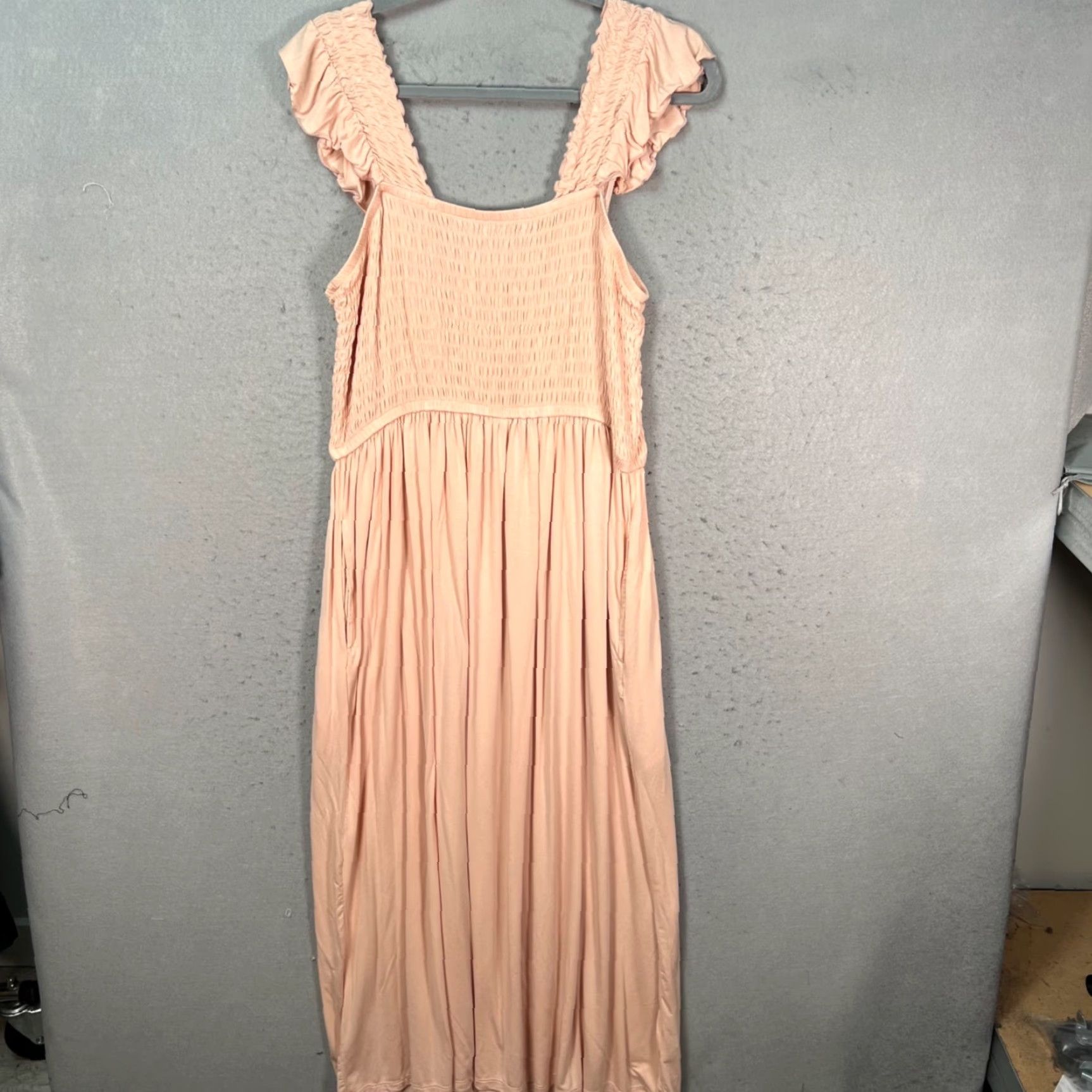 Nordstrom Nordstrom Womens XL Pink Smocked Maxi Dress Flutter Sleeves Modal Blend Shirt? Size XL / US 12-14 / IT 48-50 - 2 Thumbnail