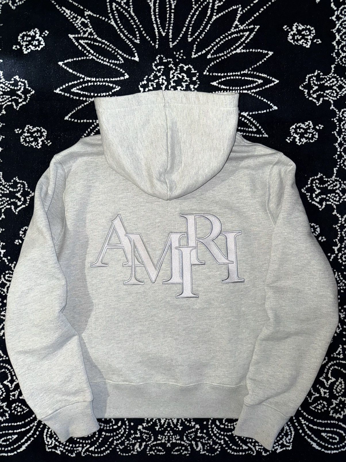 Amiri AMIRI STAGGERED LOGO GREY HOODIE Size US S / EU 44-46 / 1 - 14 Thumbnail