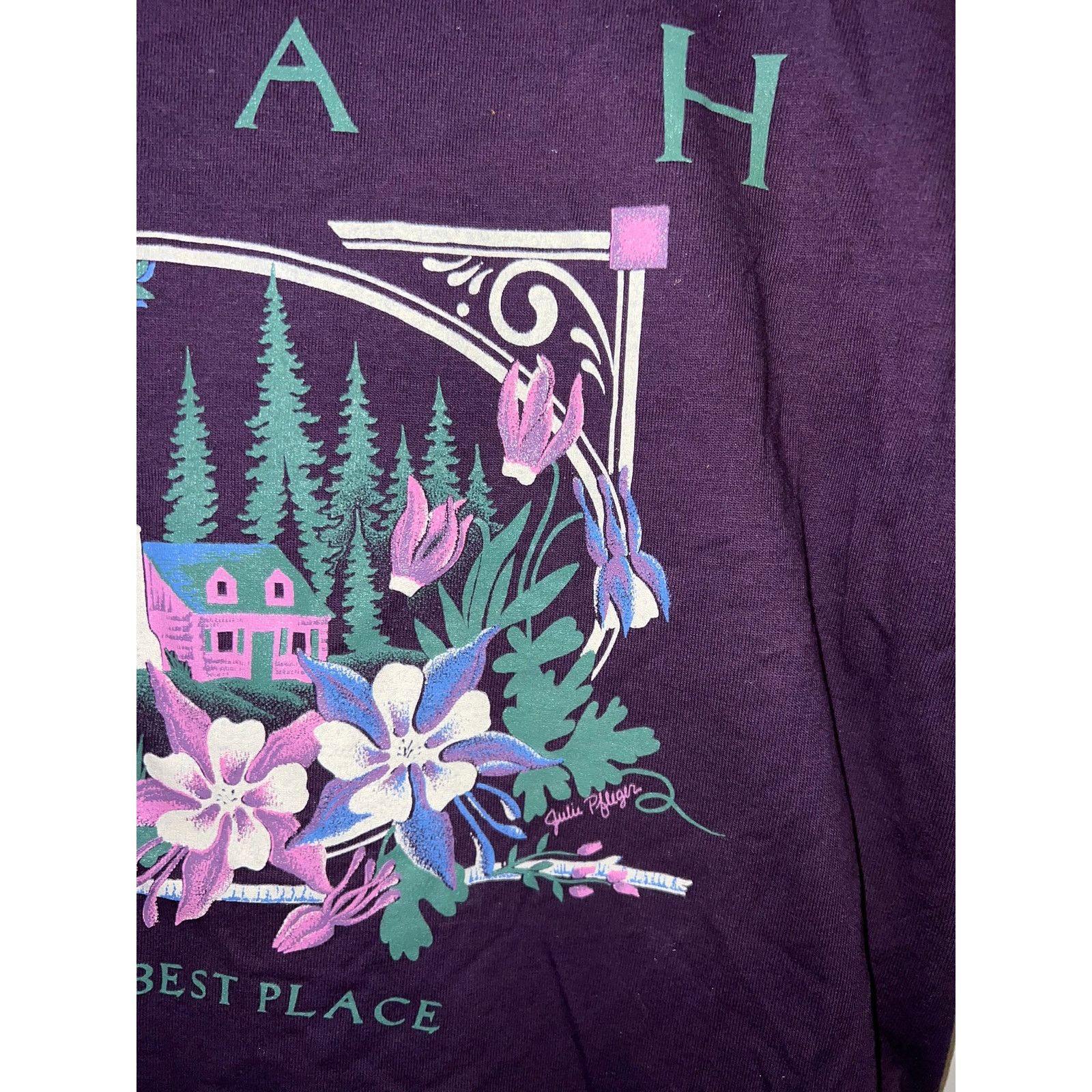 Jerzees 90s UT Utah The Last best Place Cabin Mountain Shirt Large Size US L / EU 52-54 / 3 - 3 Thumbnail