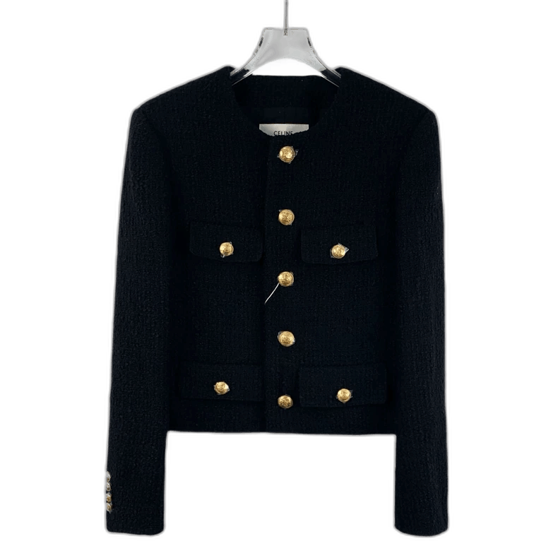 Celine Celine Black Wool Long Sleeve Jacket Size S / US 4 / IT 40 - 1 Thumbnail