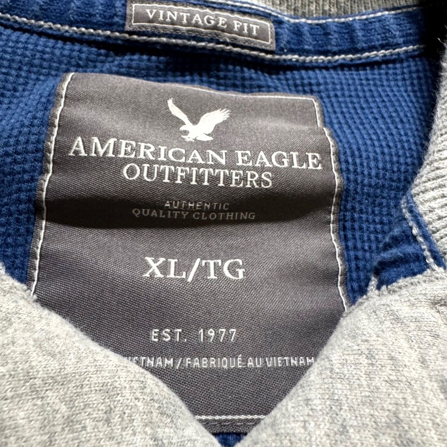 Vintage VTG American Eagle Longsleeve Shirt 1/4 Button Up Mens XL Gray Embroidered Y2K Size US XL / EU 56 / 4 - 4 Thumbnail