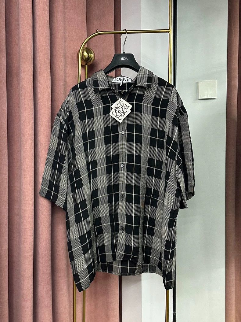 Loewe LOEWE White and black checkered shirt short-sleeved top Size S / US 4 / IT 40 - 1 Thumbnail