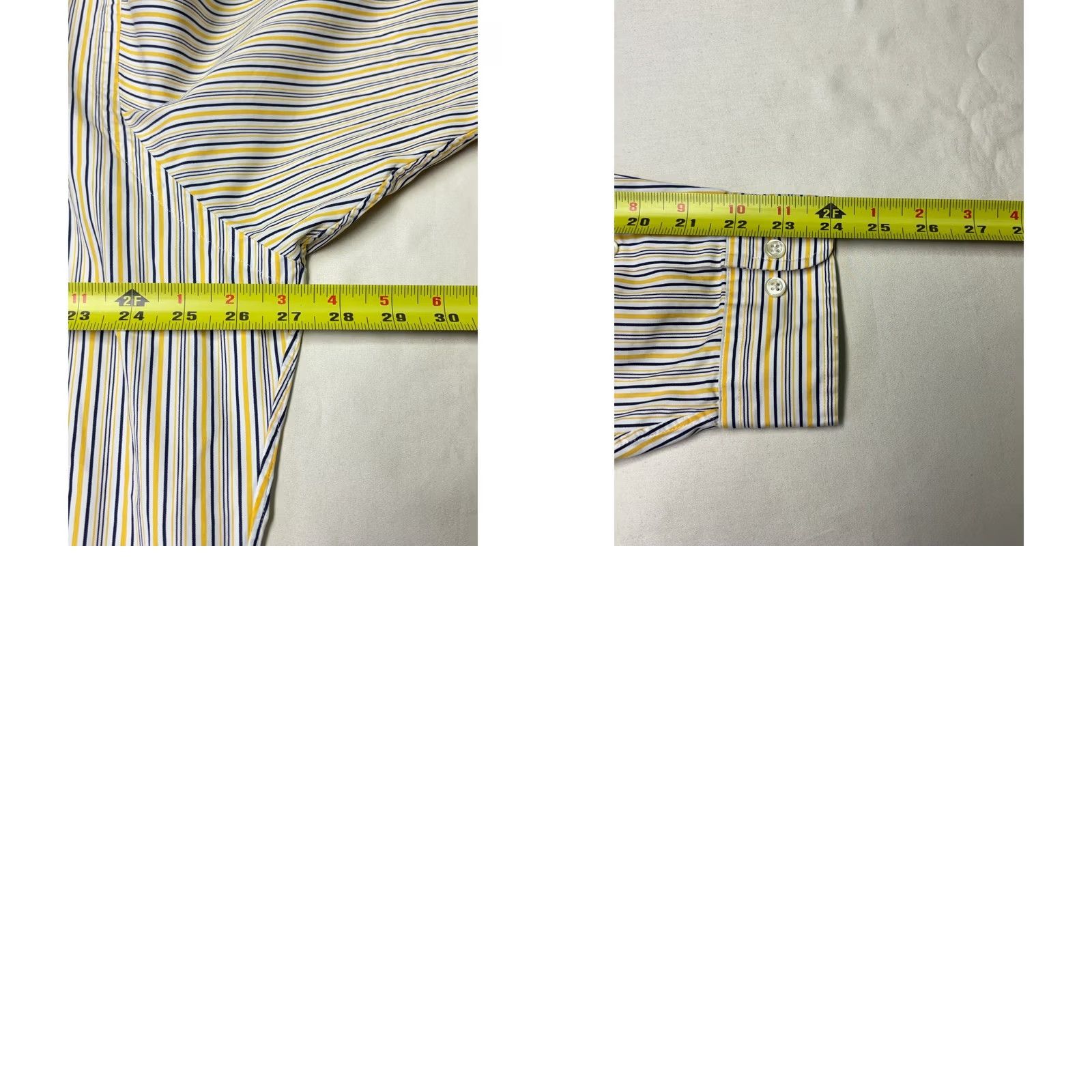 Ralph Lauren Ralph Lauren Classic Fit Mens XL Button-Up Shirt Yellow Navy Blue Striped Cotton Shirt Size US XL / EU 56 / 4 - 8 Thumbnail