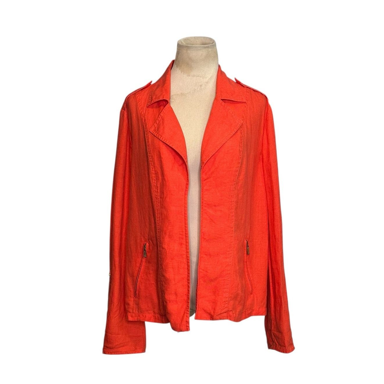 Chicos Chico’s orange linen open front moto jacket size 2 - large Size L / US 10 / IT 46 - 1 Thumbnail
