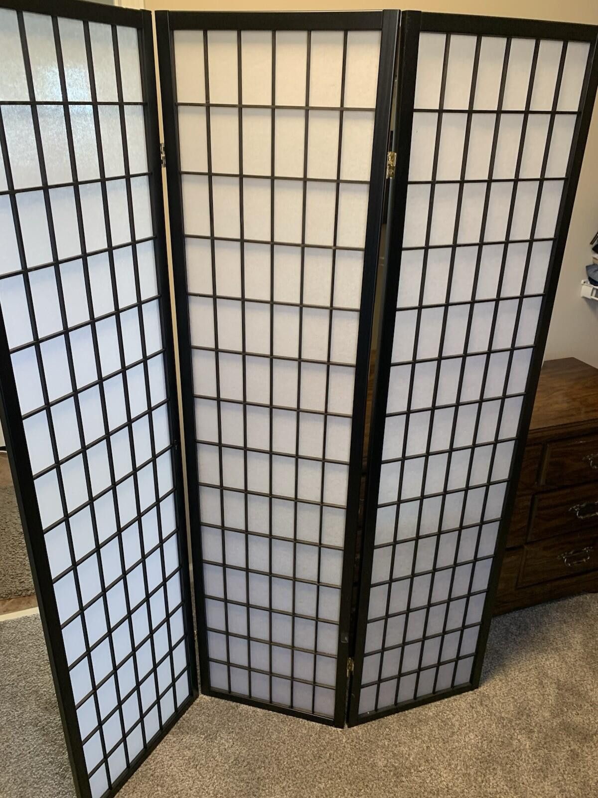 The Unbranded Brand Black Frame Rice Paper 3 Panel Privacy Blind Size ONE SIZE - 1 Thumbnail