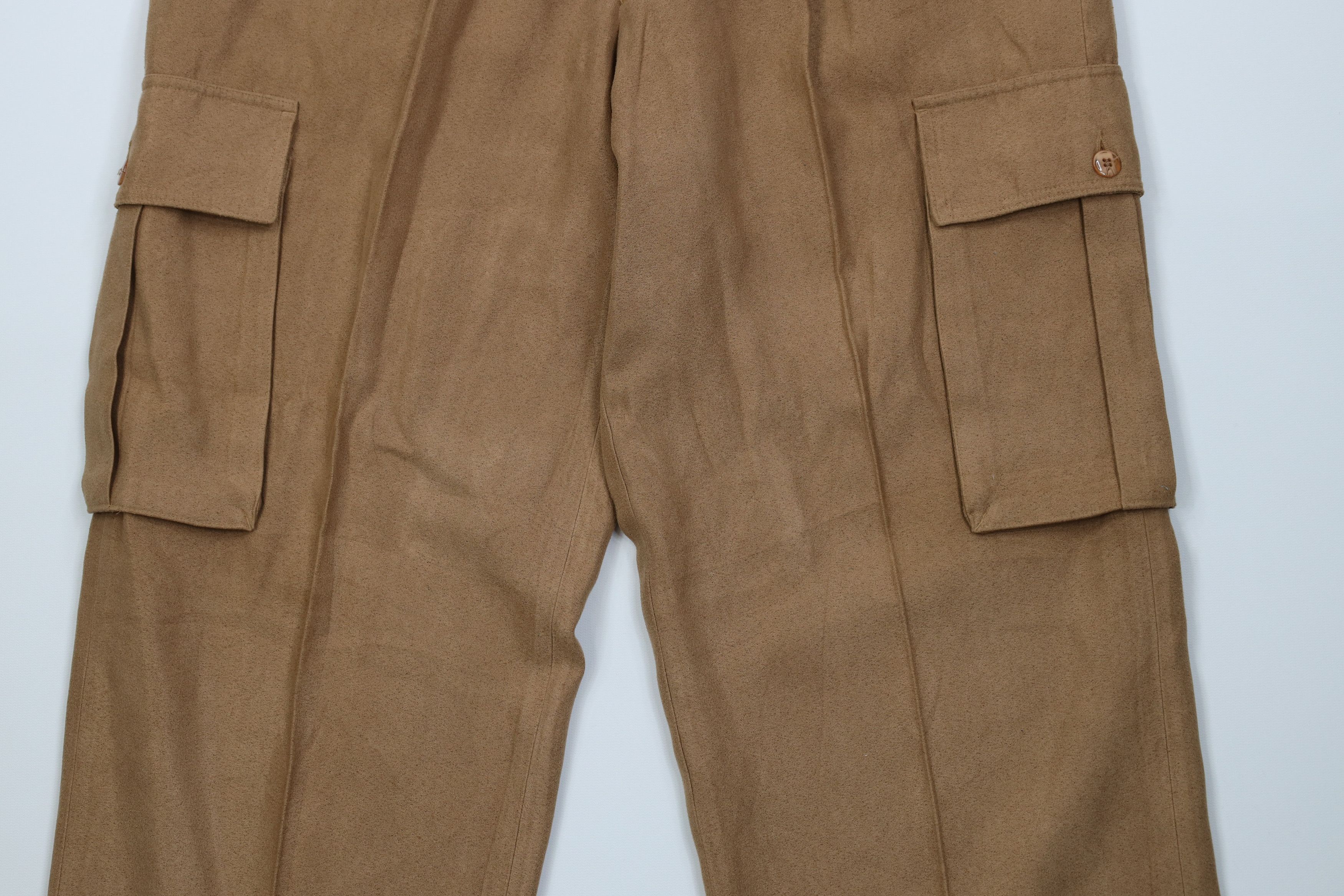 Vintage Vintage 90s Streetwear Microfiber Wide Leg Cargo Pants Brown Size US 32 / EU 48 - 3 Thumbnail