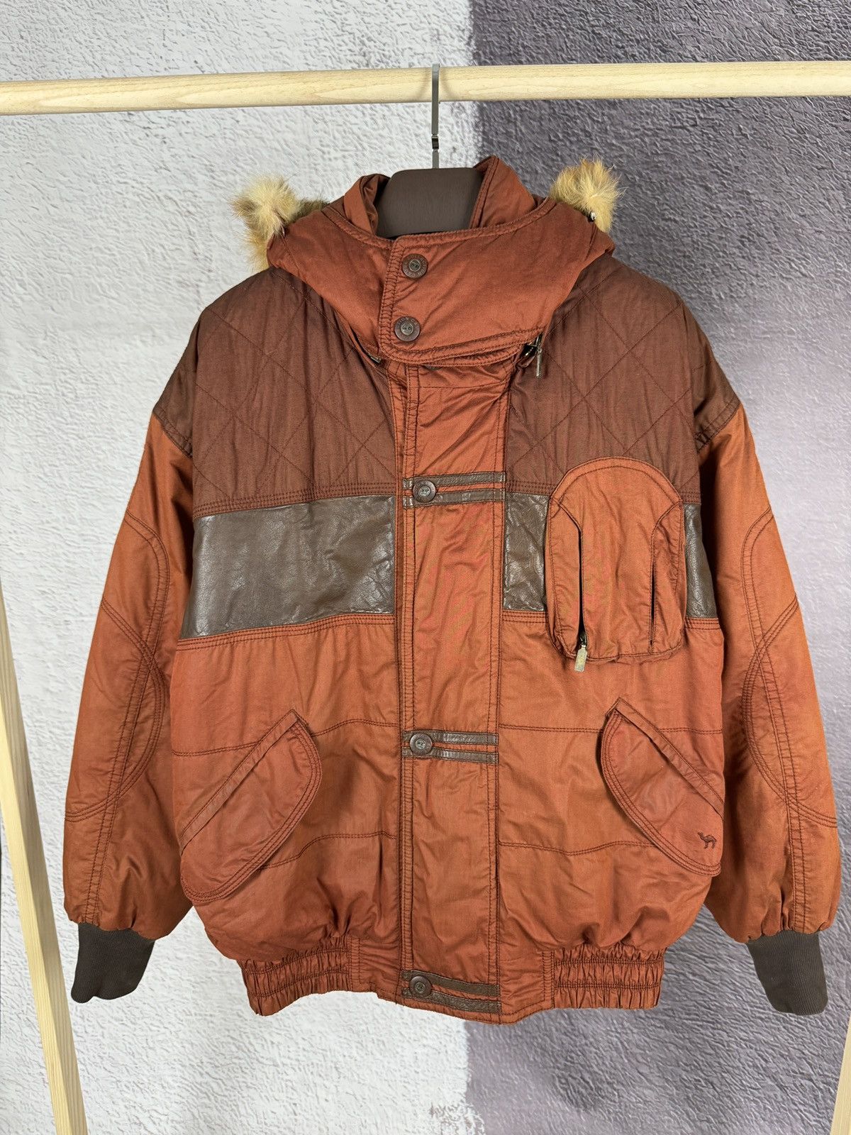 Camel Camel Collection vintage brick cotton leather winter jacket Size US L / EU 52-54 / 3 - 1 Thumbnail