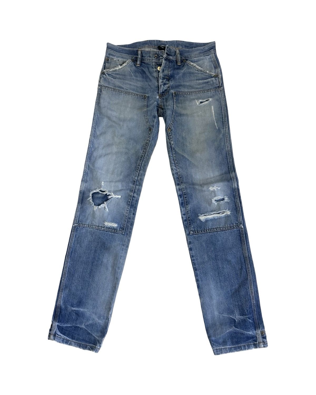 Pledge American Wash Double Knee Distressed Denim Jeans Size US 30 / EU 46 - 1 Thumbnail