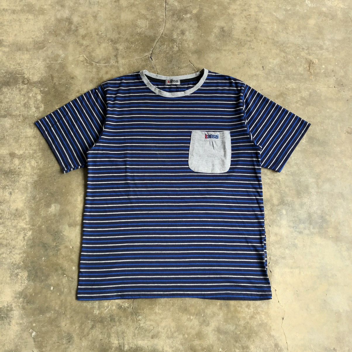 Japanese Brand 2000s Kansai Yamamoto Japan Pocket Stripe T-shirt Size US L / EU 52-54 / 3 - 1 Thumbnail