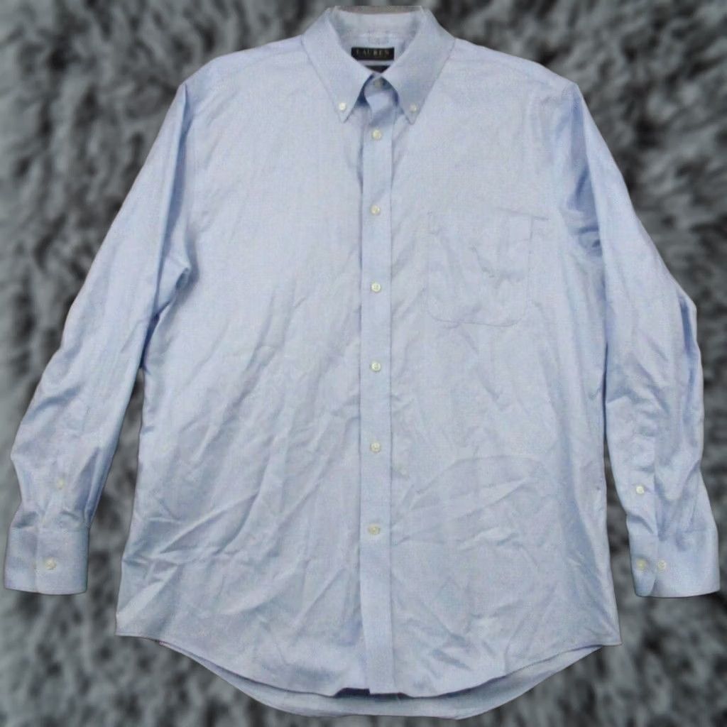 Ralph Lauren Lauren Ralph Lauren Blue Stretch Fabric Shirt Size 16 Long Sleeve Mens Size US L / EU 52-54 / 3 - 1 Thumbnail