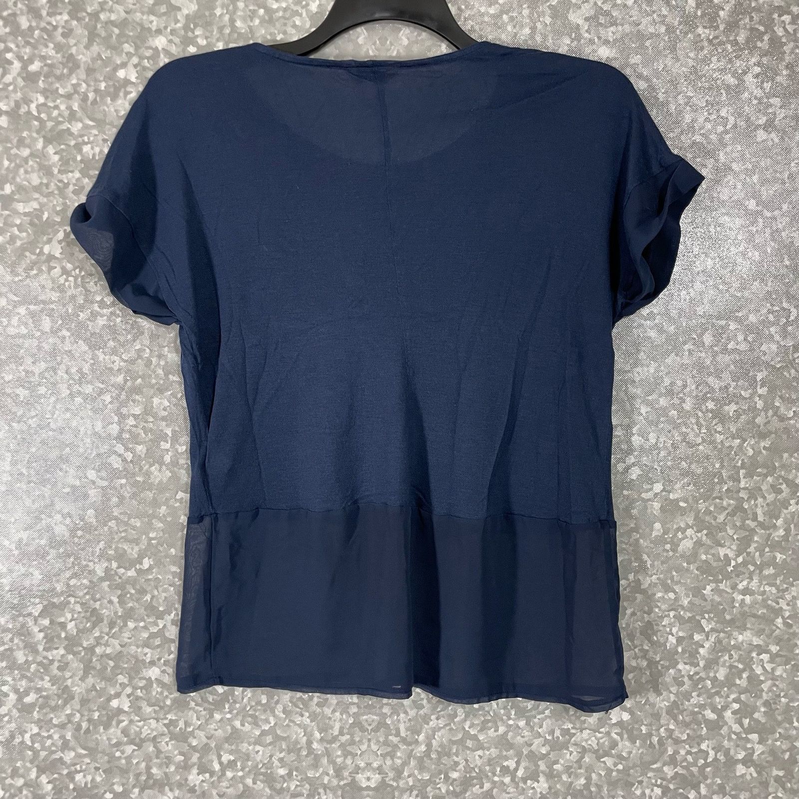 Juicy Couture Juicy Couture Navy Blue Chiffon Peplum Rhinestone Top - XS Size XS / US 0-2 / IT 36-38 - 6 Thumbnail