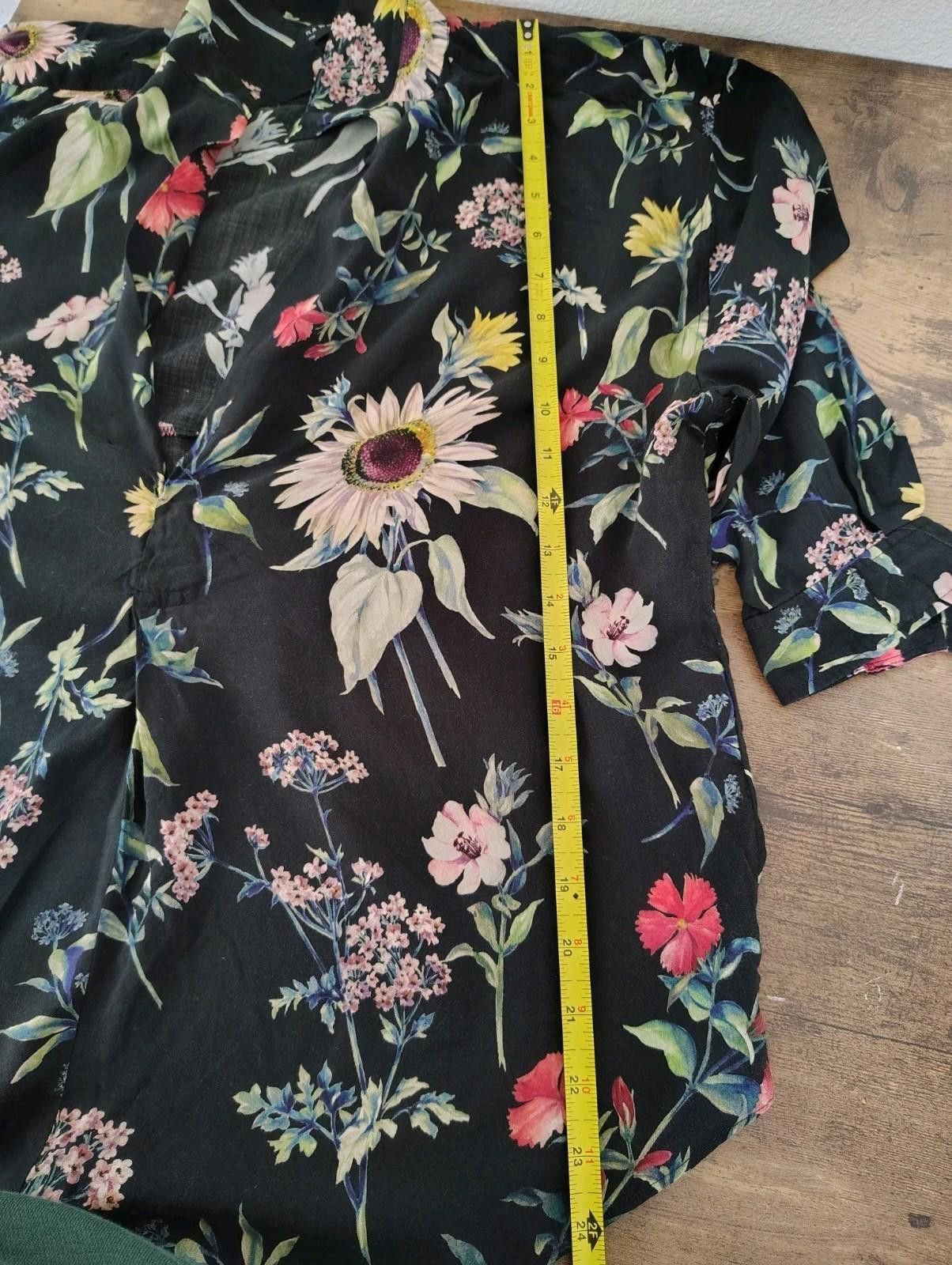 Zara ZARA BLOUSE TUNIC BLACK FLORAL MULTICOLORED 3/4 SLEEVES femi Size S / US 4 / IT 40 - 6 Thumbnail