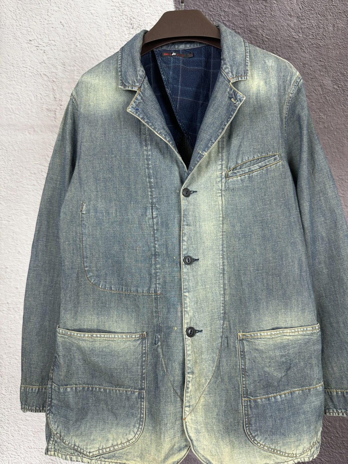 Paul Smith Red Ear by Paul Smith blue faded denim work jacket blazer Size US L / EU 52-54 / 3 - 8 Thumbnail