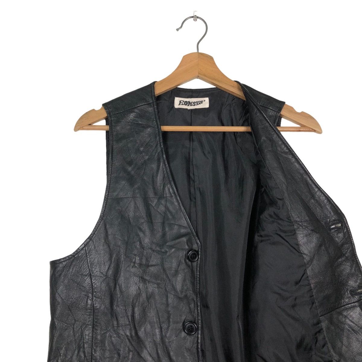Japanese Brand 📌VINTAGE LEATHER TANK TOP VEST BIKER BONSKIP JAPAN Size US M / EU 48-50 / 2 - 6 Thumbnail