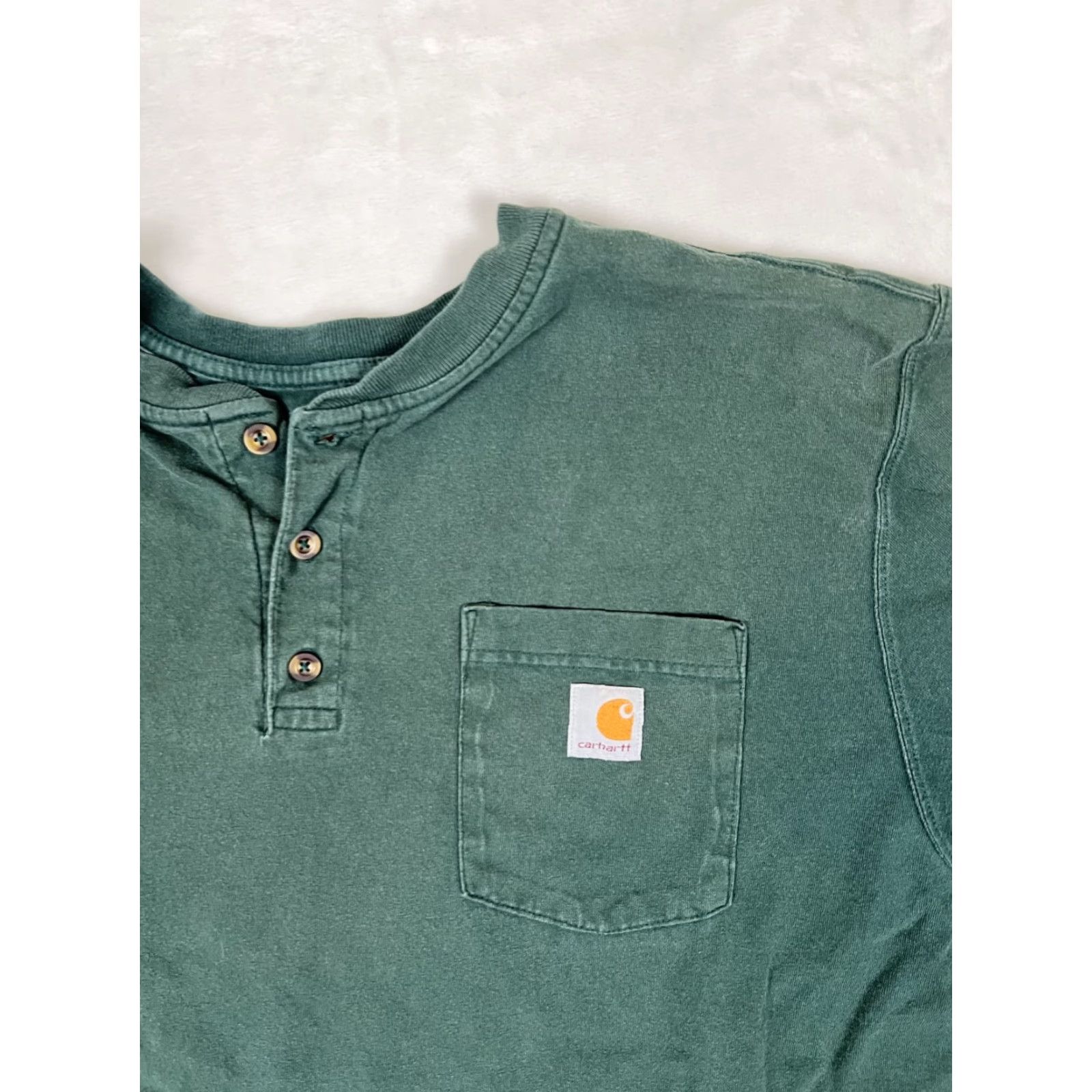 Carhartt Carhartt Men’s K87 Pocket T-Shirt Henley Sleeve Short Size L Green Sun Faded Grunge, Regular Fit, Cotton, Men's Shirt Size US L / EU 52-54 / 3 - 2 Thumbnail