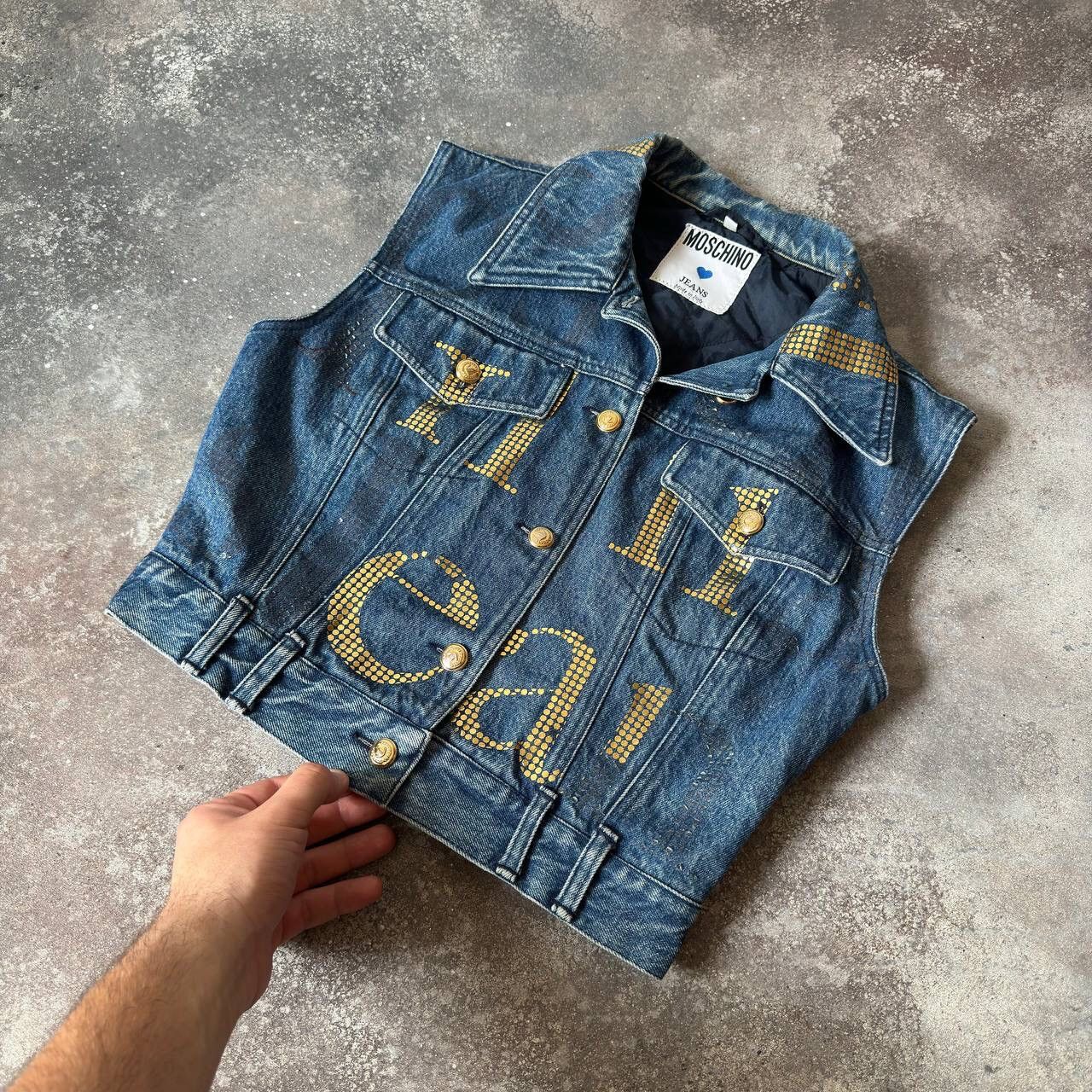 Moschino Moschino Vintage Rhinestones Details Denim Vest Jacket Size M / US 6-8 / IT 42-44 - 4 Thumbnail