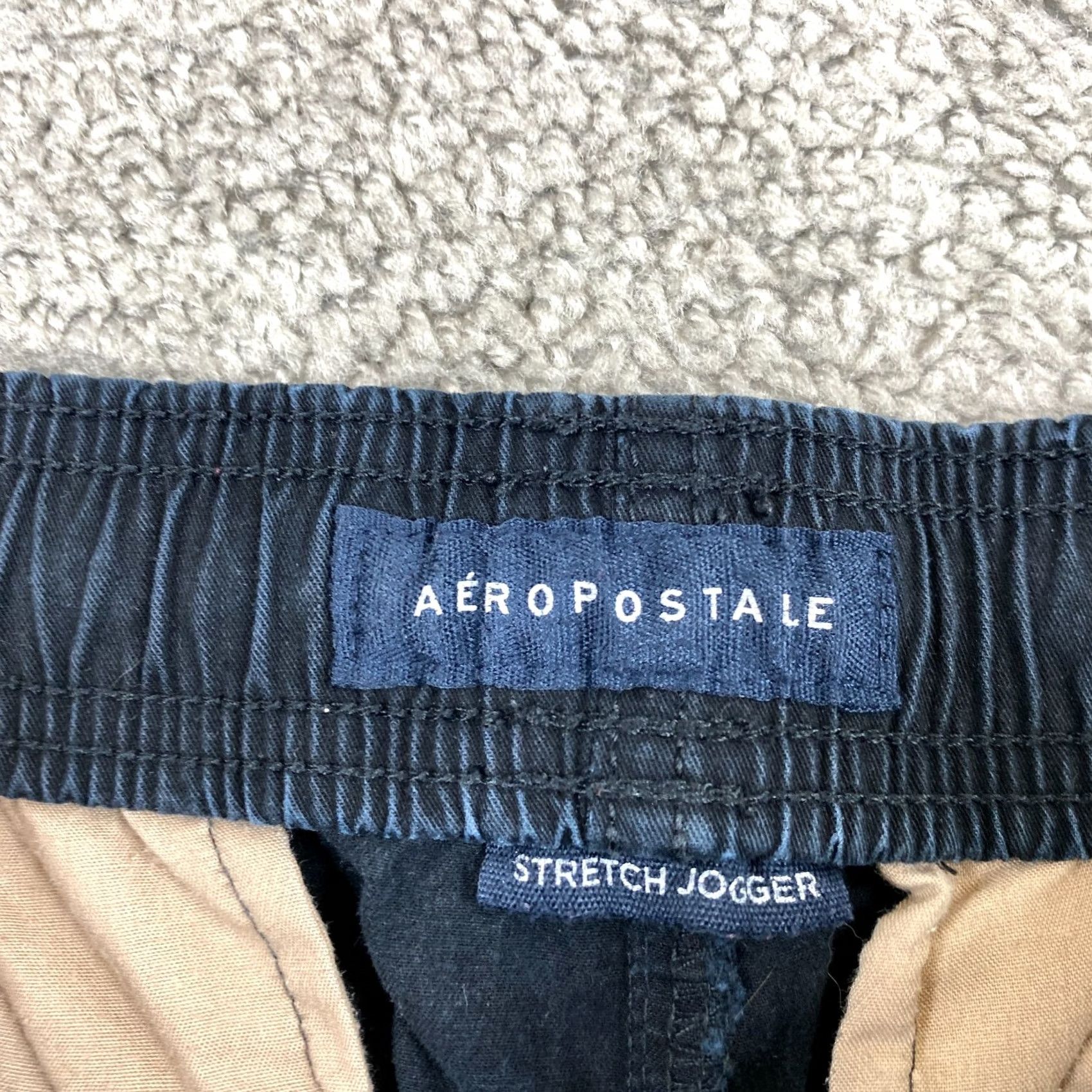 Vintage Aeropostale Jogger Pants Mens Small Black Stretch Drawstring Flat Front Size US 29 - 6 Thumbnail