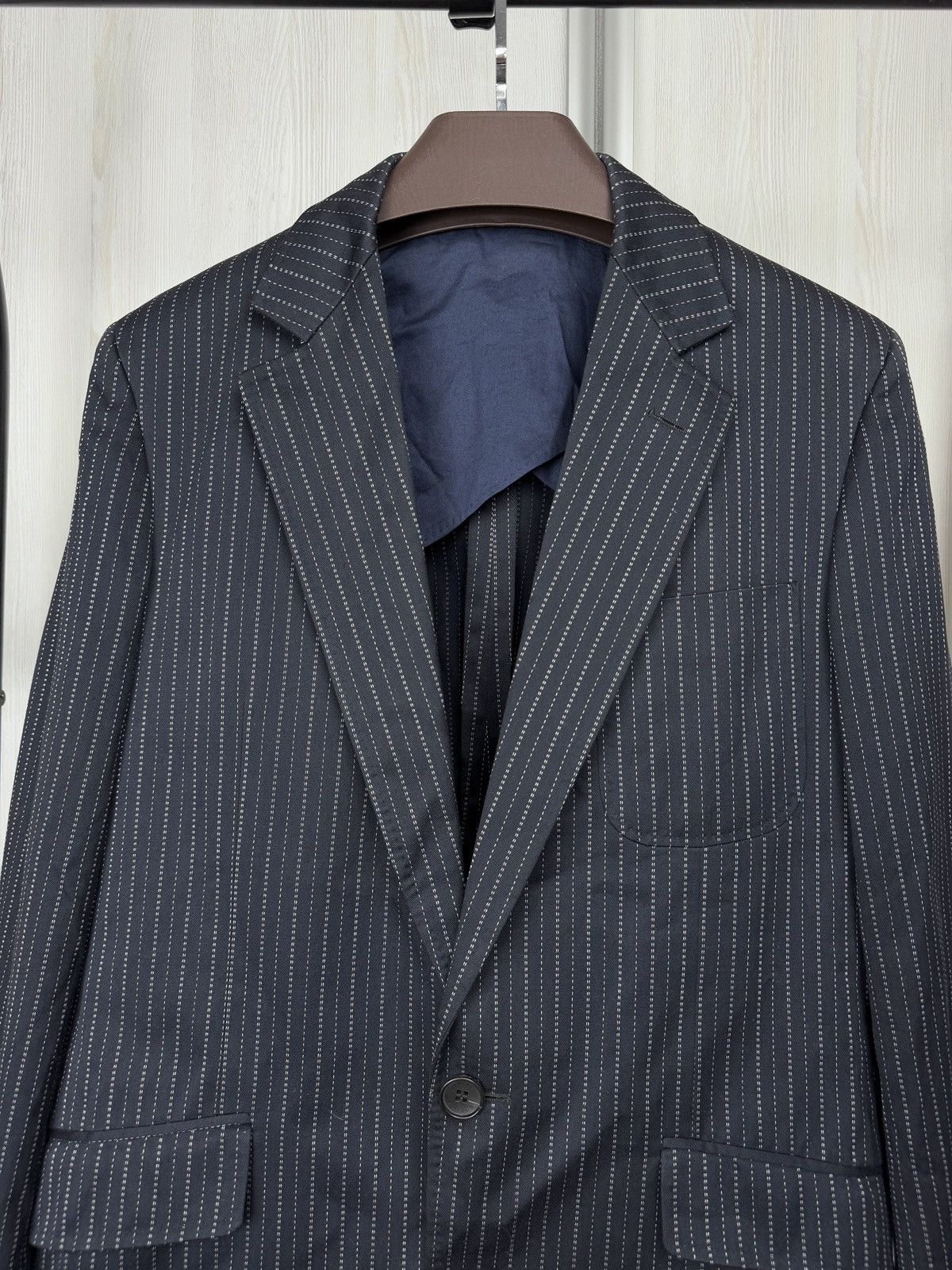 Louis Vuitton Louis Vuitton navy blue pinstripe 2 buttons unlined blazer Size 40R - 3 Thumbnail