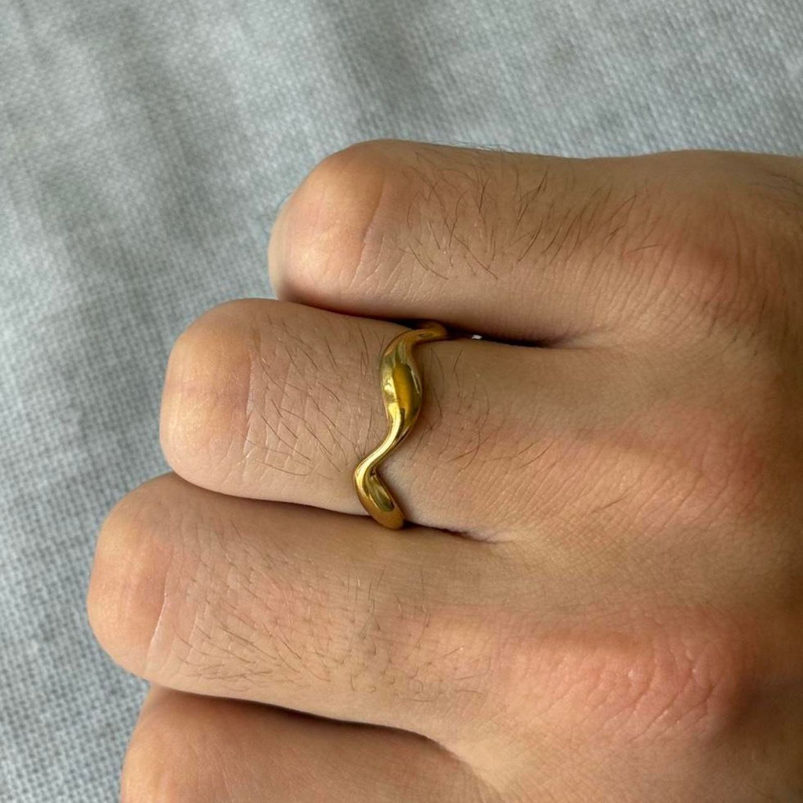Other Gold asymmetrical ring classic flowy MENS1 Size ONE SIZE - 3 Thumbnail