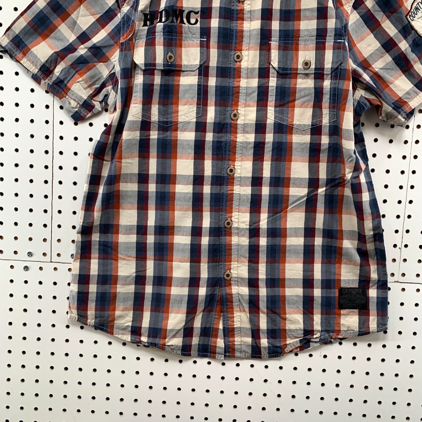 Harley Davidson Harley-Davidson Motorcycle Button-Up Shirt Blue Plaid HDMC Men Large 21.5x29 Size US L / EU 52-54 / 3 - 6 Thumbnail