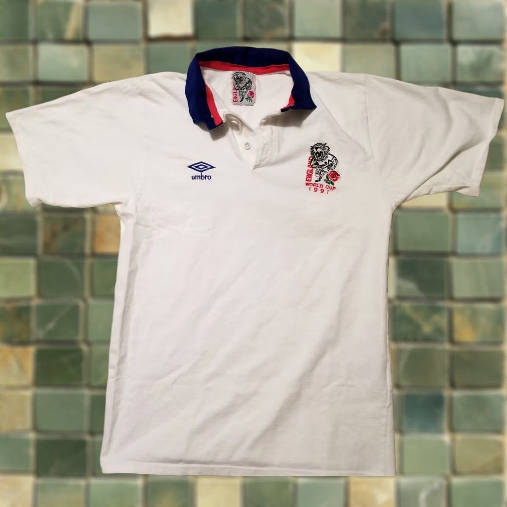 Umbro VINTAGE Umbro Polo Rugby 1991 WORLD CUP NEW ENGLAND LARGE Football Shirt White L Mens Size US L / EU 52-54 / 3 - 1 Thumbnail