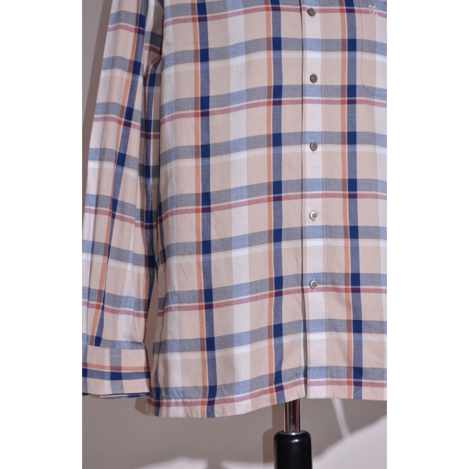 DAKS DAKS Shirt Beige Check Long Sleeve Men M Regular Classic Button-Up Casual Travel 110 Size US M / EU 48-50 / 2 - 4 Thumbnail