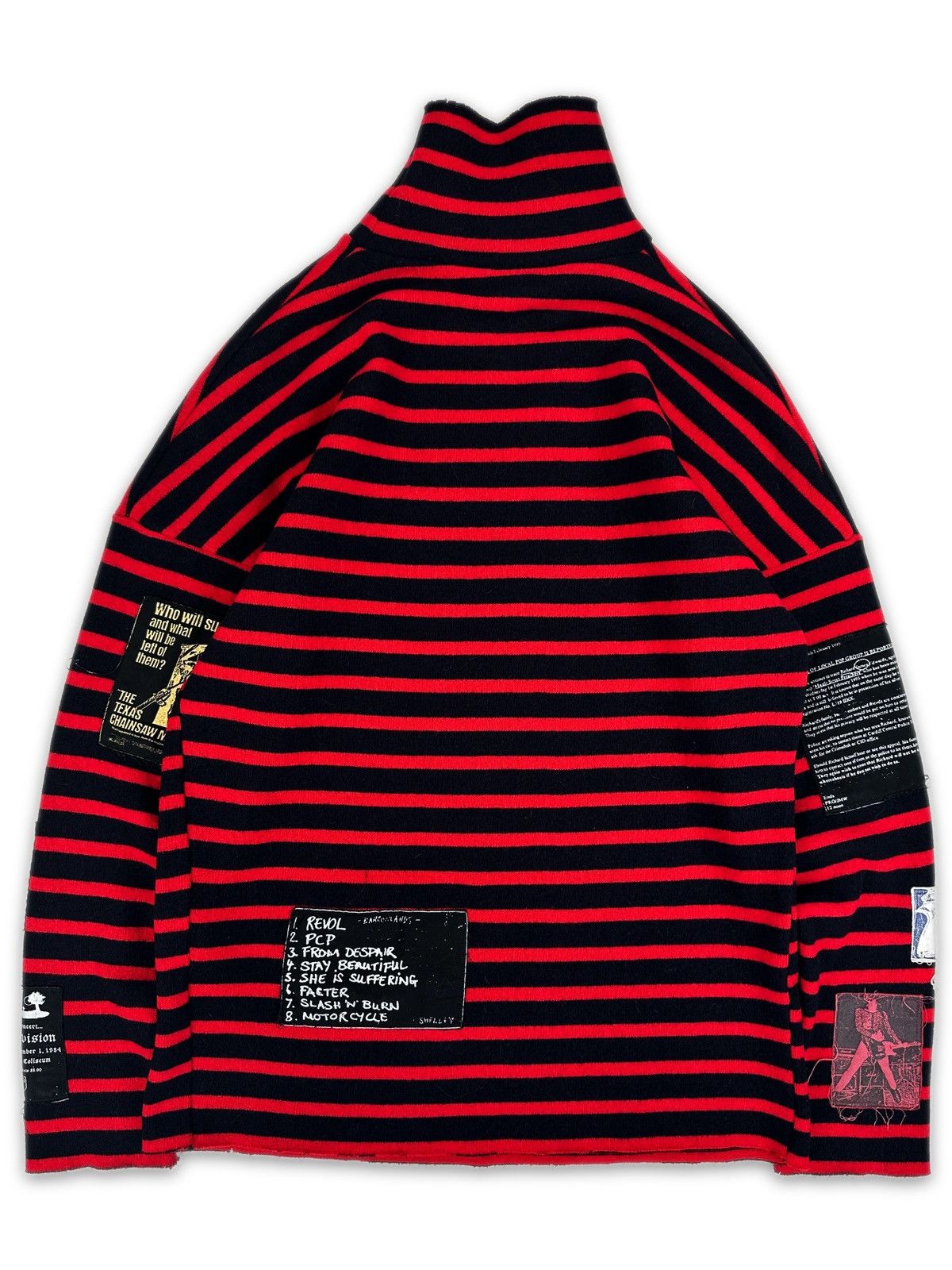 AW01 Raf Simons Riot Riot Riot Patchwork Stripe Turtleneck