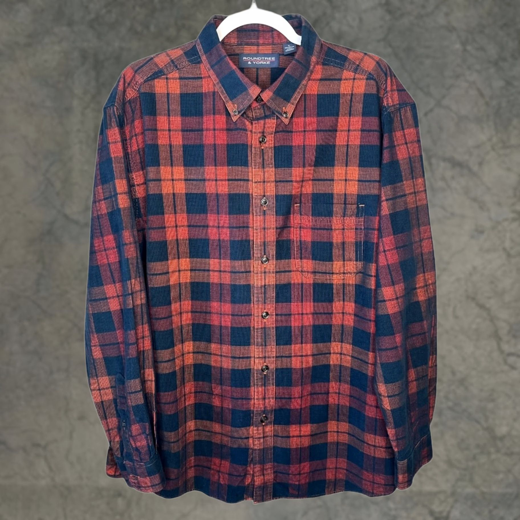 Roundtree & Yorke VINTAGE Roundtree & Yorke Plaid Flannel Button Down Shirt Men L Long Sleeve Red Size US L / EU 52-54 / 3 - 1 Thumbnail
