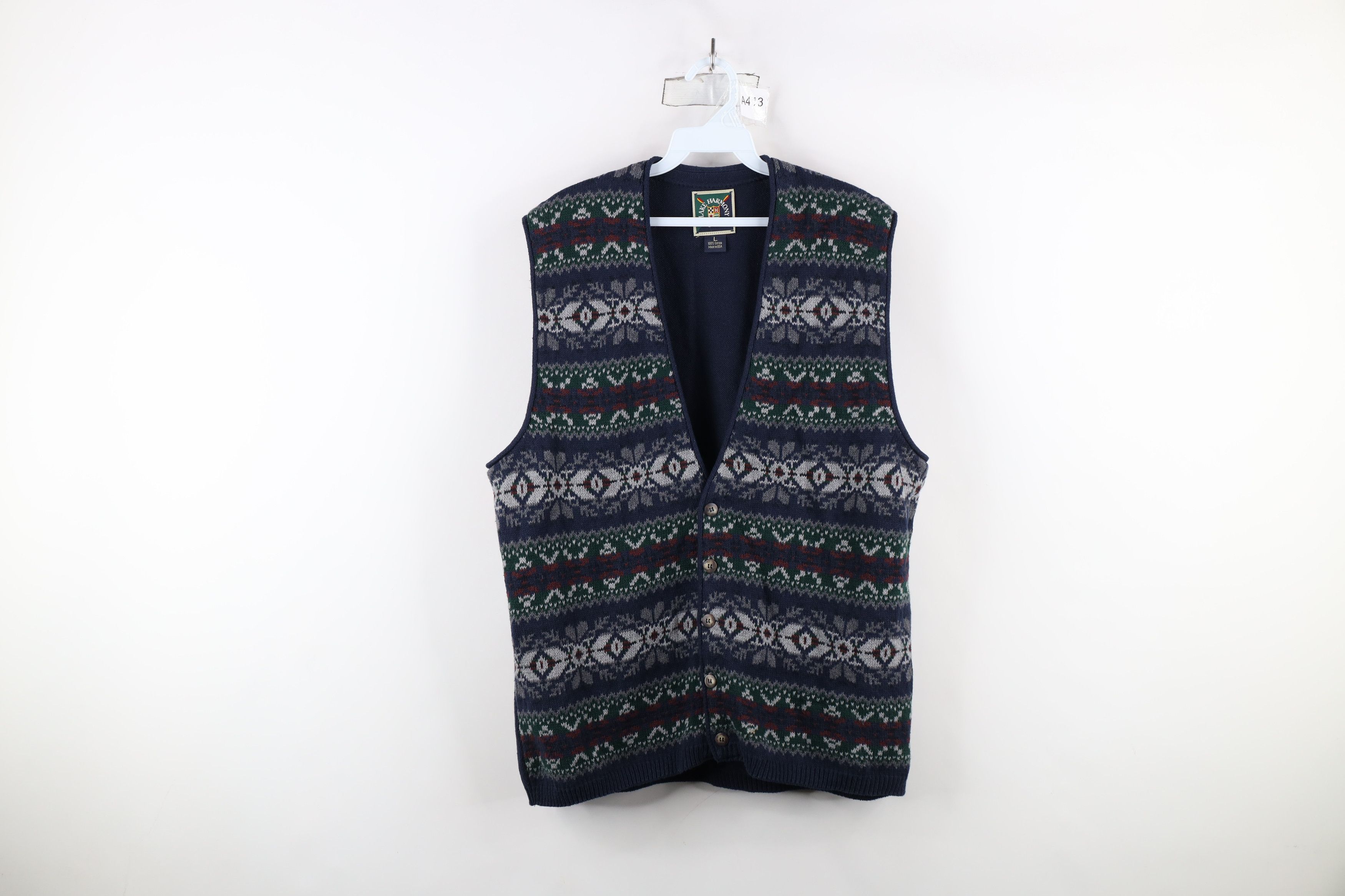 Vintage Vintage 90s Streetwear Knit Cardigan Sweater Vest USA Size US L / EU 52-54 / 3 - 1 Thumbnail