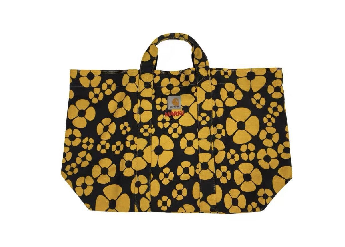 Marni Black Tote Bag with Yellow Floral Print Size ONE SIZE - 1 Thumbnail