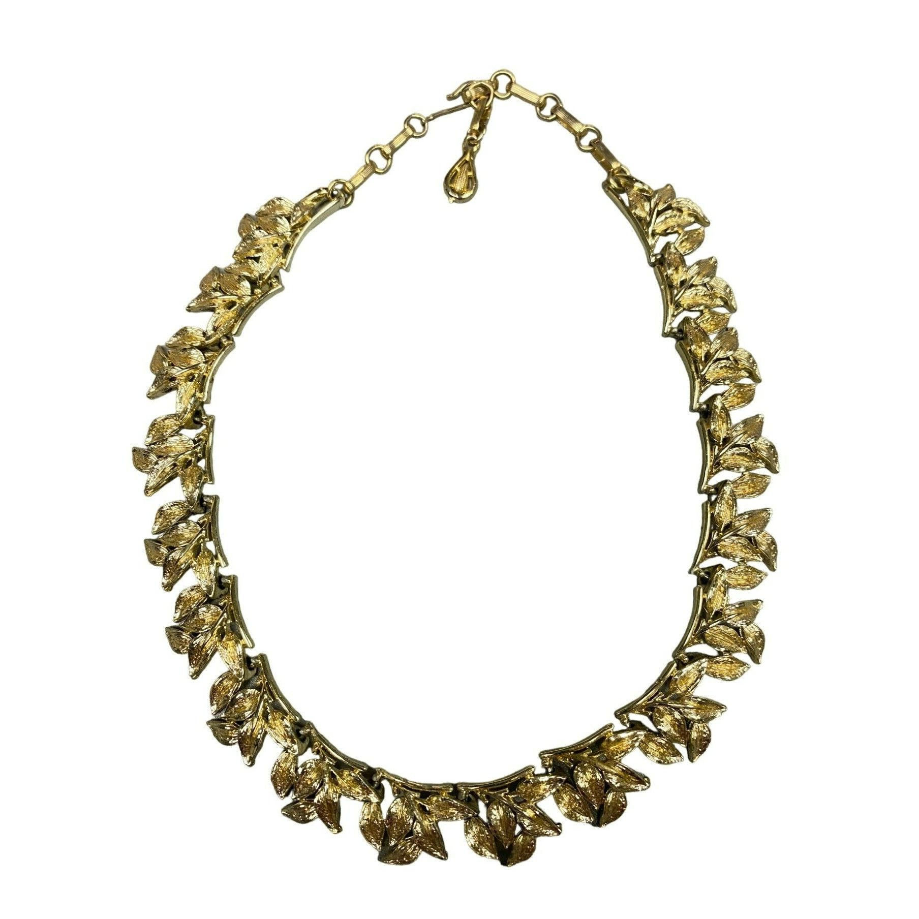 Other Vintage Signed CORO Gold tone Leaf Hook Necklace Choker 17" Size ONE SIZE - 1 Thumbnail