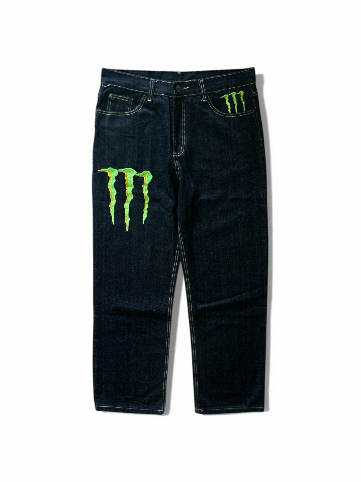 Vintage Monster Energy Embroidered Baggy Denim Jeans