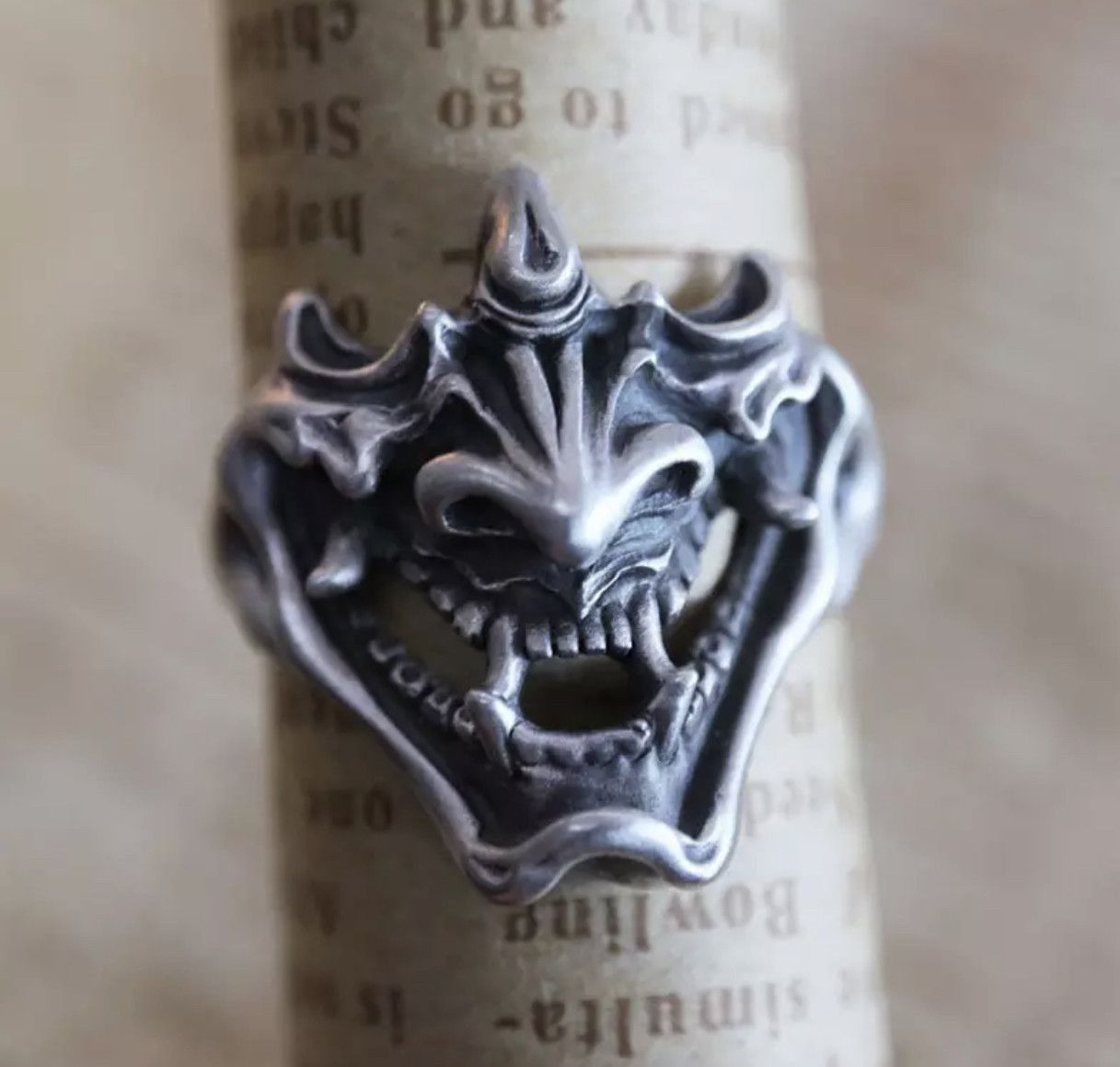 Jewelry Demon Samurai Ring Japanese Ninja Hannya Mask Jewelry Chrome Size ONE SIZE - 5 Thumbnail