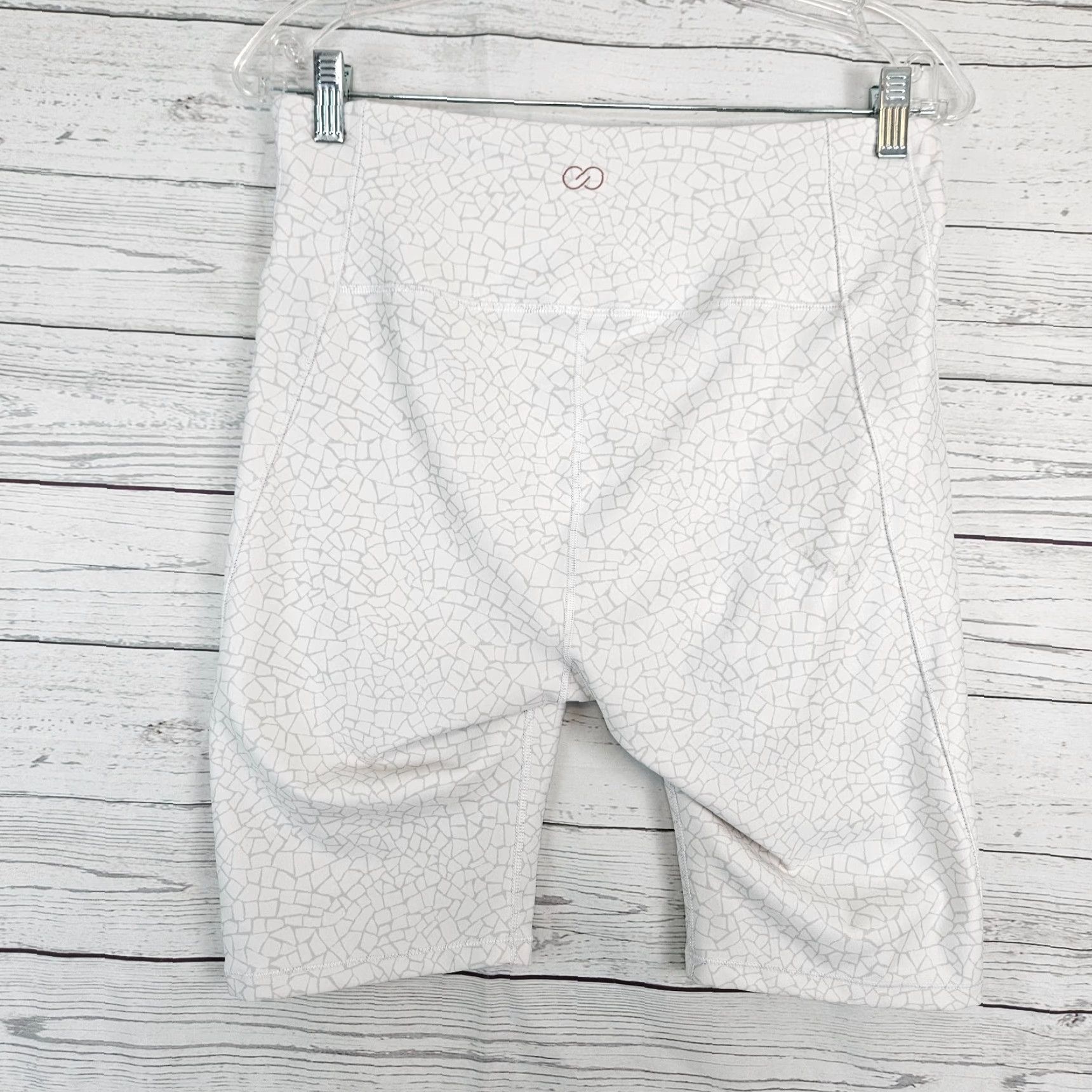 Vintage Calia Womens Essential High Rise Bike Short Sz Large White Grey Mosaic Shirt Womens L White Mosaic Bike Short Size 36" / US 14 / IT 50 - 2 Thumbnail