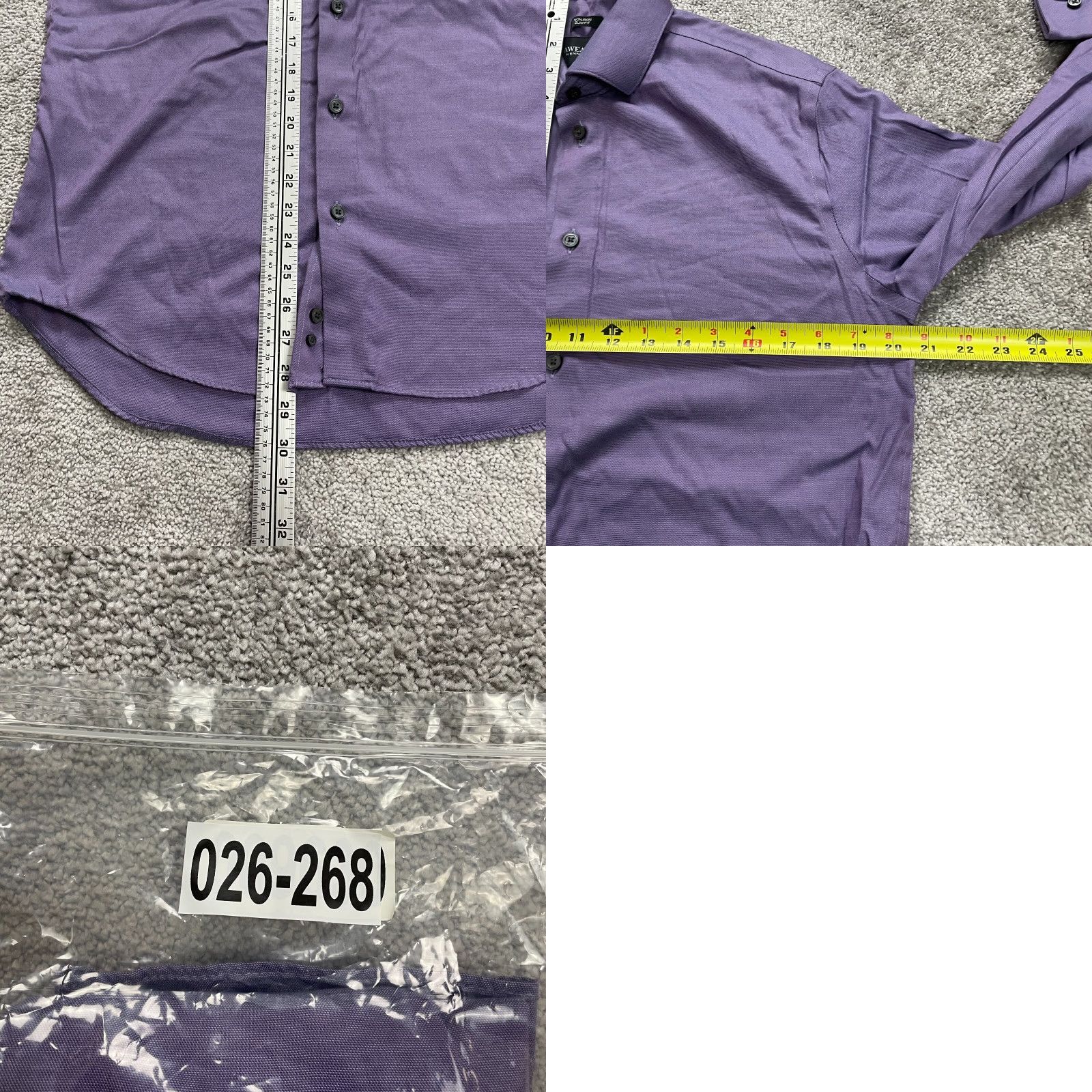 Kenneth Cole KENNETH COLE Dress Shirt Mens 15.5 34/35 Purple Button-Down Collared Casual Workwear 42 Chest Regular Fit Adult Mens Size 34R - 8 Thumbnail