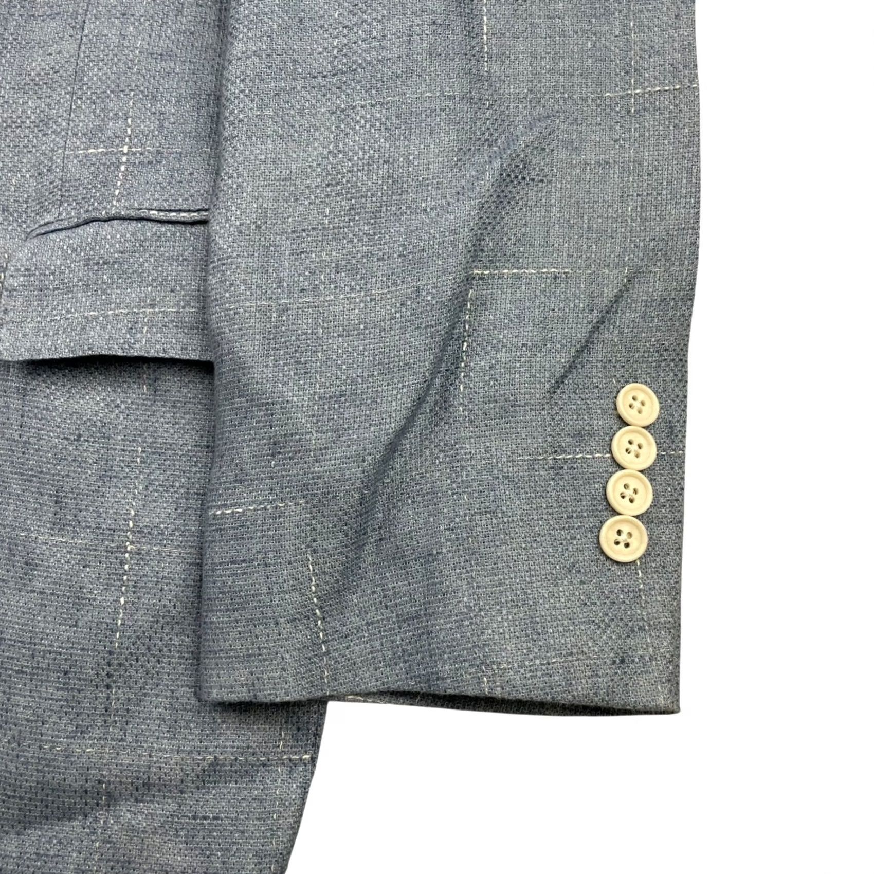 Brooks Brothers Brooks Brothers Men's Regent Linen Blazer Blue Windowpane Plaid • 44R Jacket Blazer Two-Button Short NOTCH Lapel Regular Fit Mens Size 44R - 4 Thumbnail
