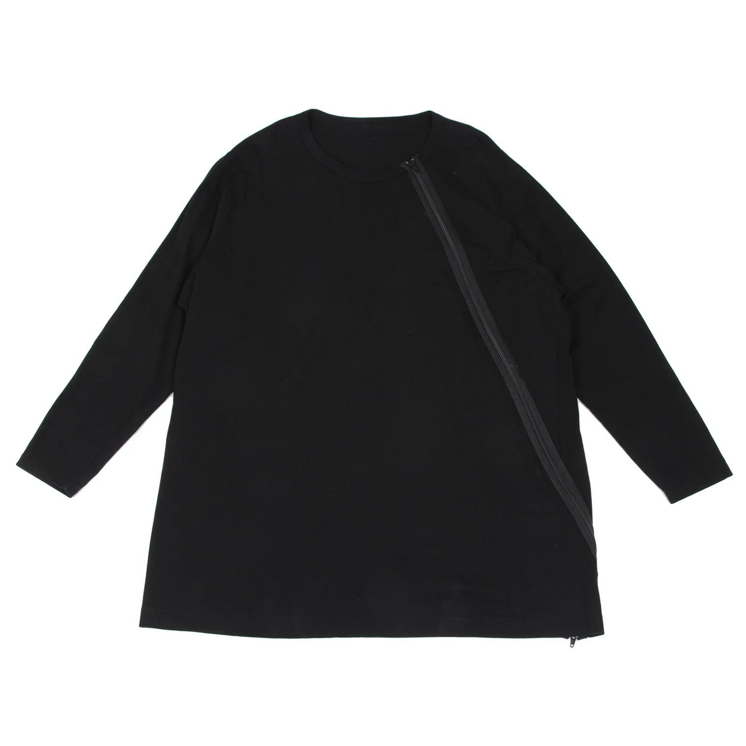 Yohji Yamamoto Long Bias Zip Long Sleeve T-Shirt in Black Size 3 Size US L / EU 52-54 / 3 - 1 Thumbnail