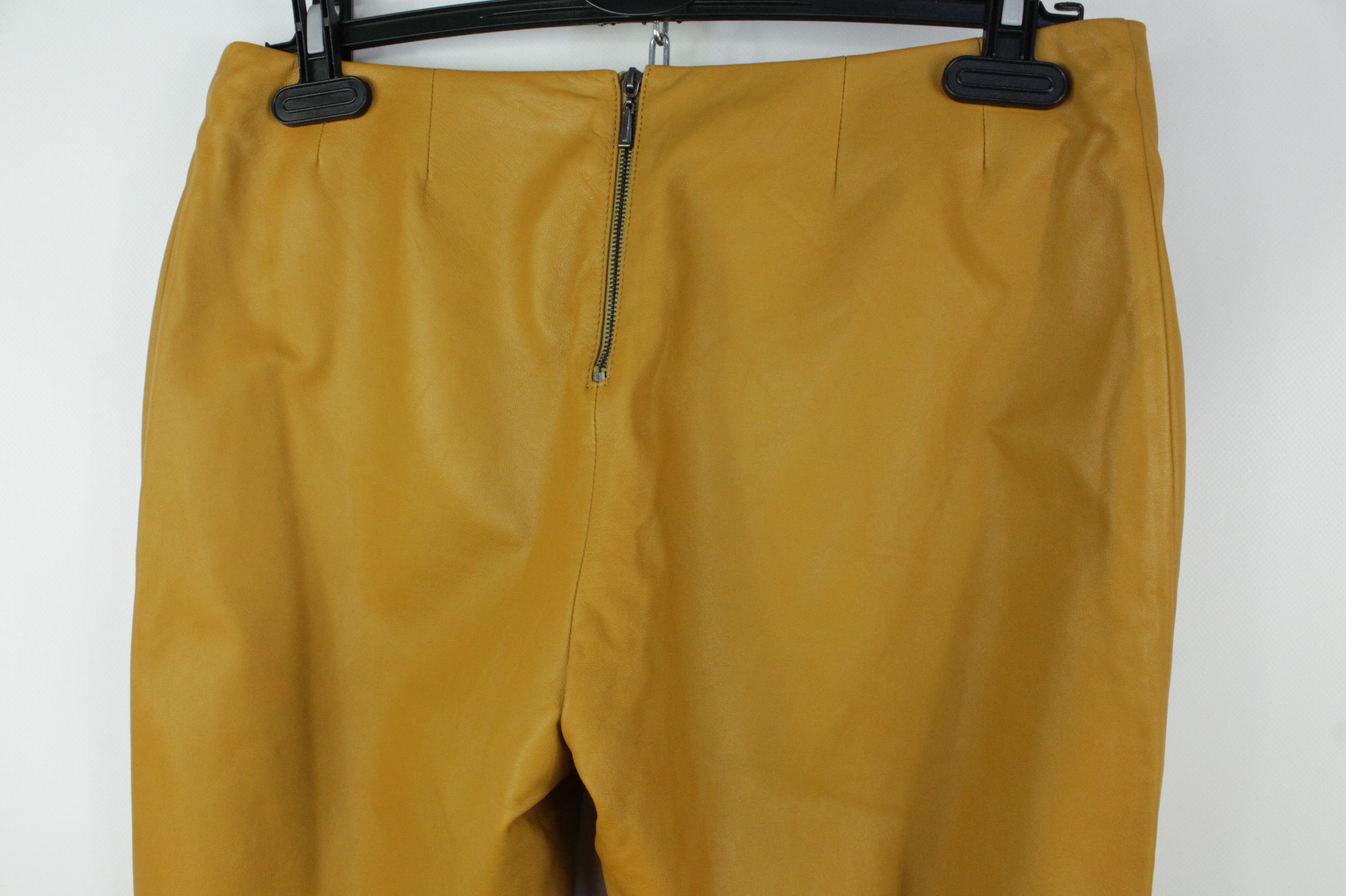 Bottega Veneta Bottega Veneta Dark Orange Leather Slim Straight Pants Size 27" / US 4 / IT 40 - 6 Thumbnail