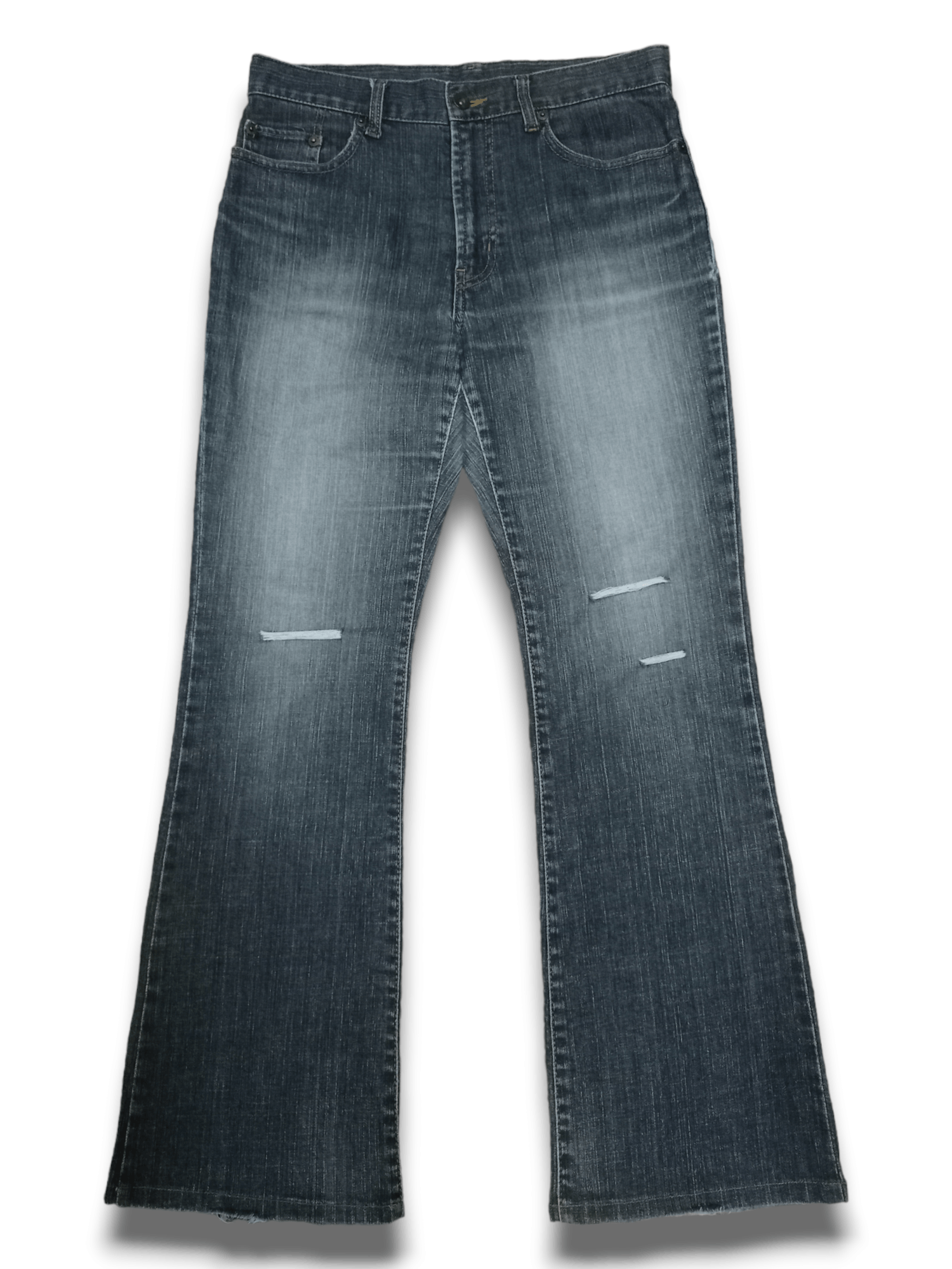 Japanese Brand × Uniqlo Vintage Japanese Uniqlo Distressed Flare Jeans 30x29 Size US 30 / EU 46 - 1 Thumbnail