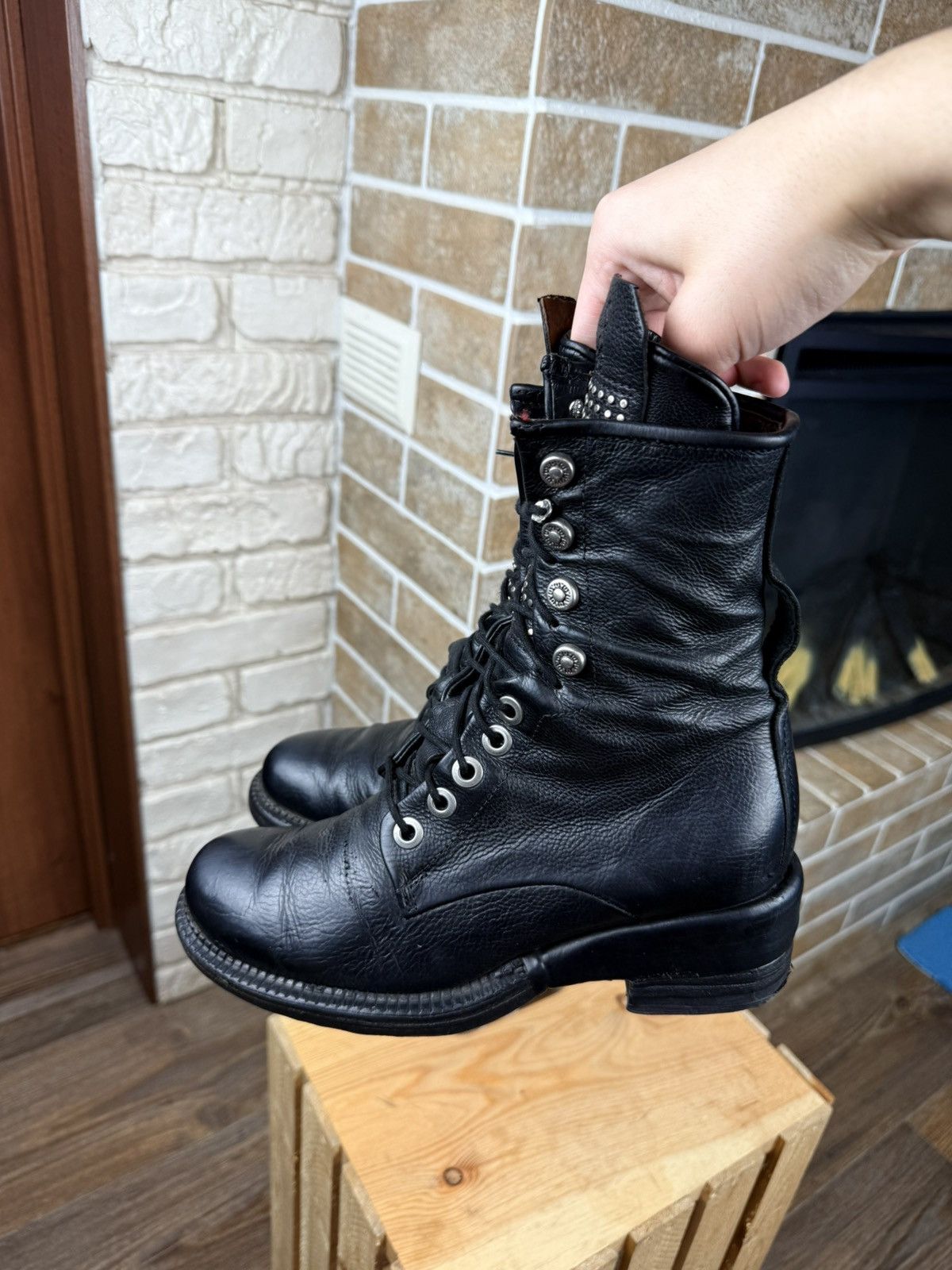 A.S.98 A.S98 Black Leather Zip Biker Combat Anant Garde Boots Size US 5.5 / IT 35.5 - 7 Thumbnail