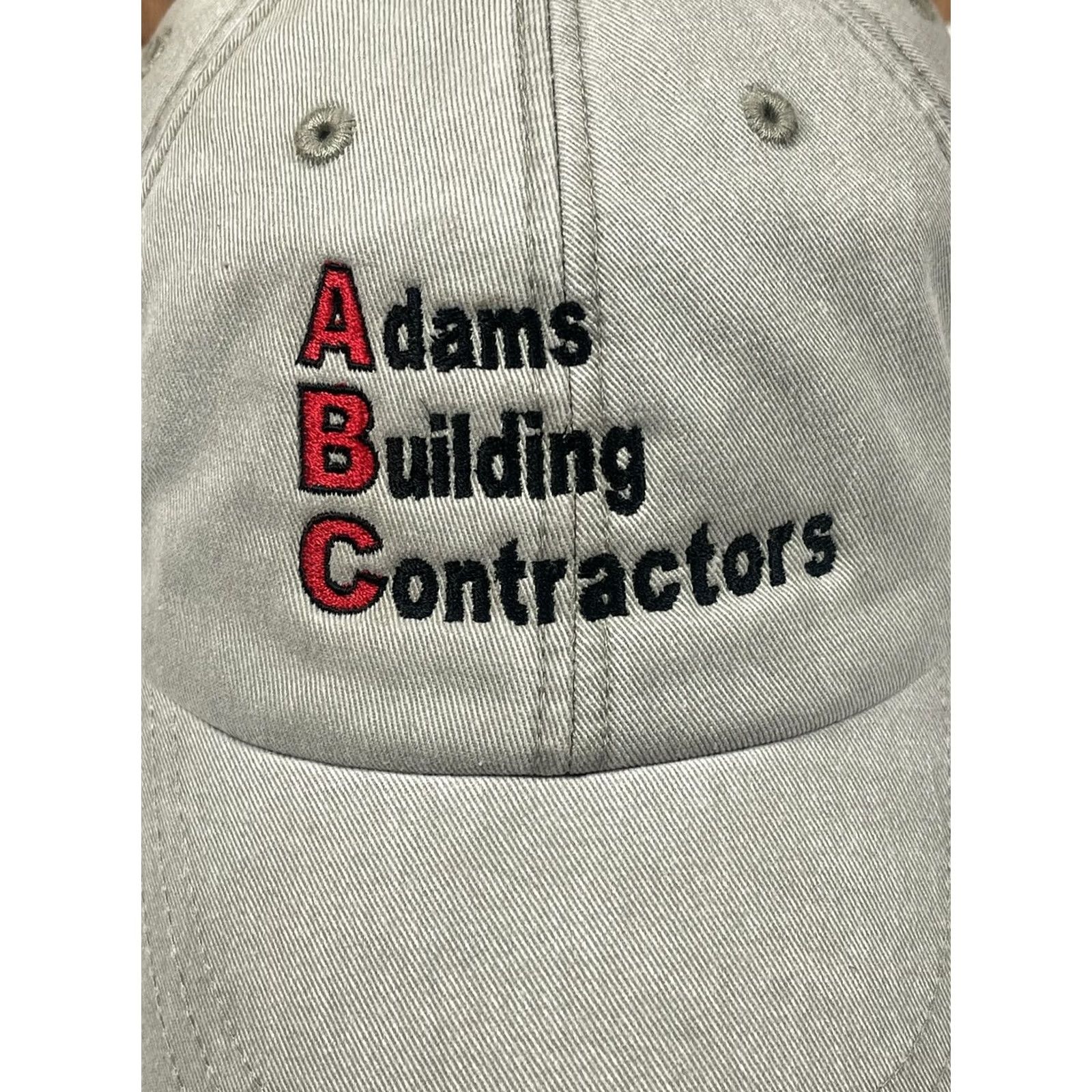 Vintage Adams Building Contractors ABC Leather StrapBack Hat Cap Adjustable Beige Adams Size ONE SIZE - 3 Thumbnail