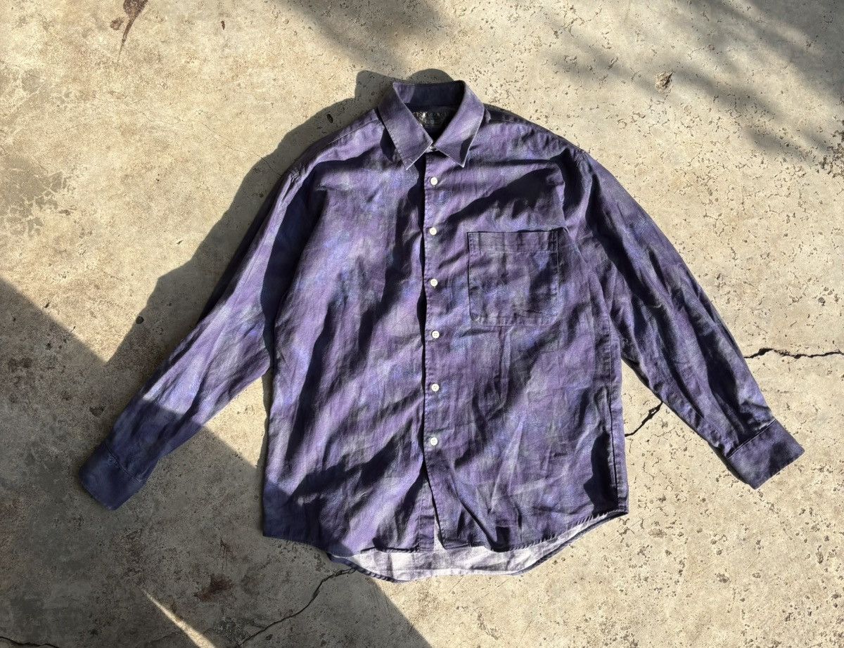 Designer Vintage Japanese shadow plaid dragon pattern shirt. Size US S / EU 44-46 / 1 - 1 Thumbnail