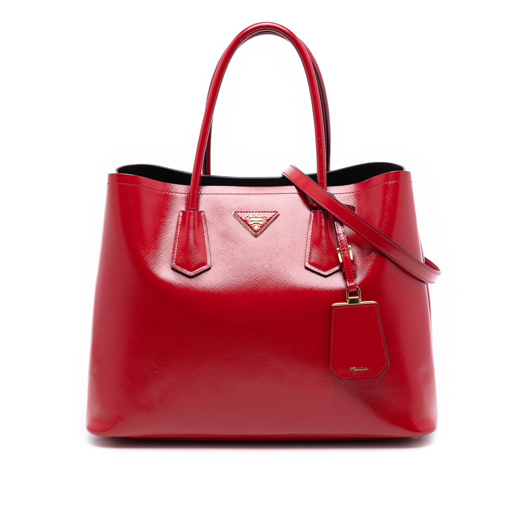 Prada Medium Saffiano Vernice Double Satchel Size ONE SIZE - 1 Thumbnail