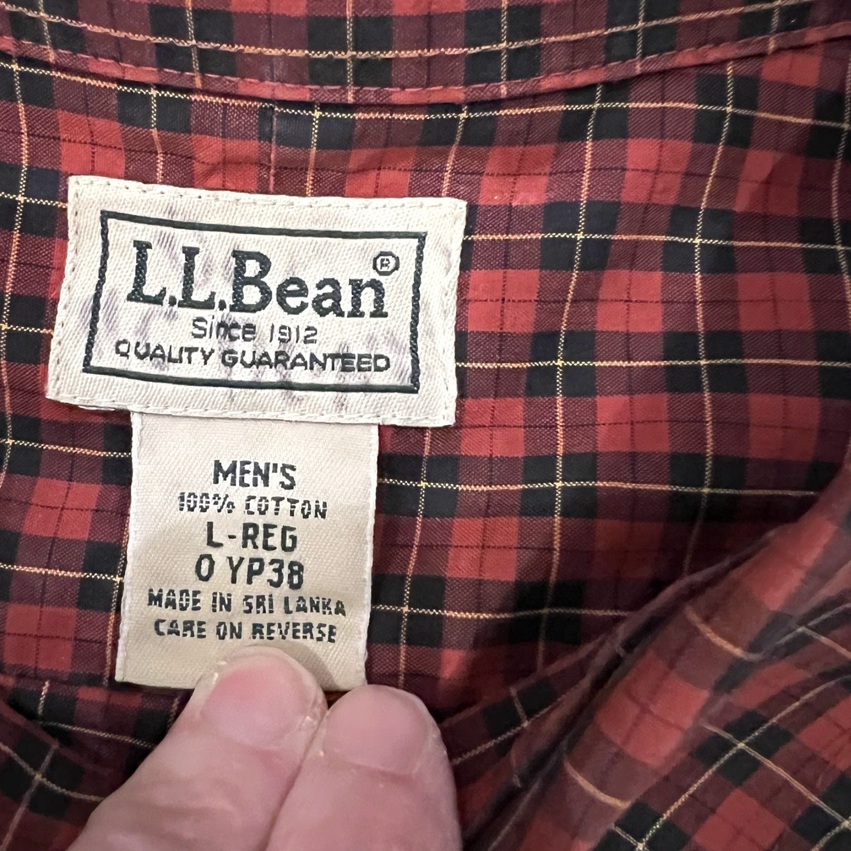 Vintage VINTAGE L.L. Bean Men's Shirt Long Sleeve Red Plaid Casual Business Formal Party Wedding Fall Spring Summer Winter Large Size US L / EU 52-54 / 3 - 3 Thumbnail