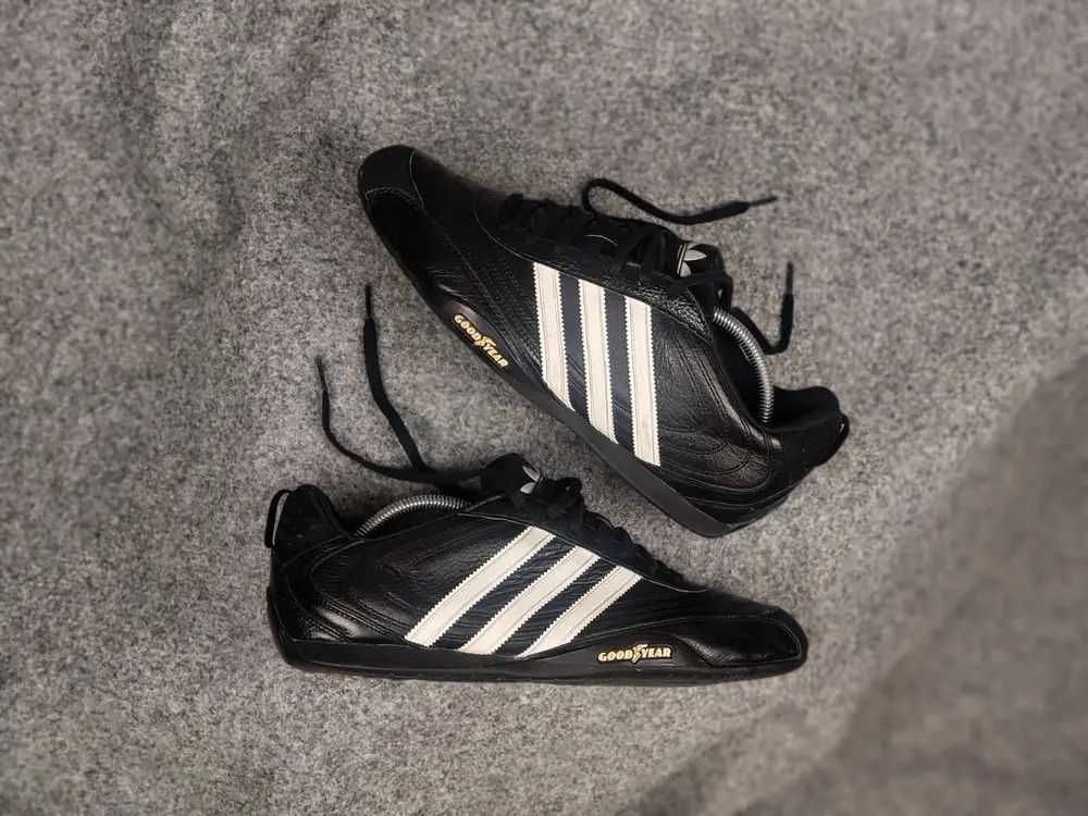 Adidas Goodyear Leather Sneakers Y2K Style Shoes in Black, Men's (Size 11)