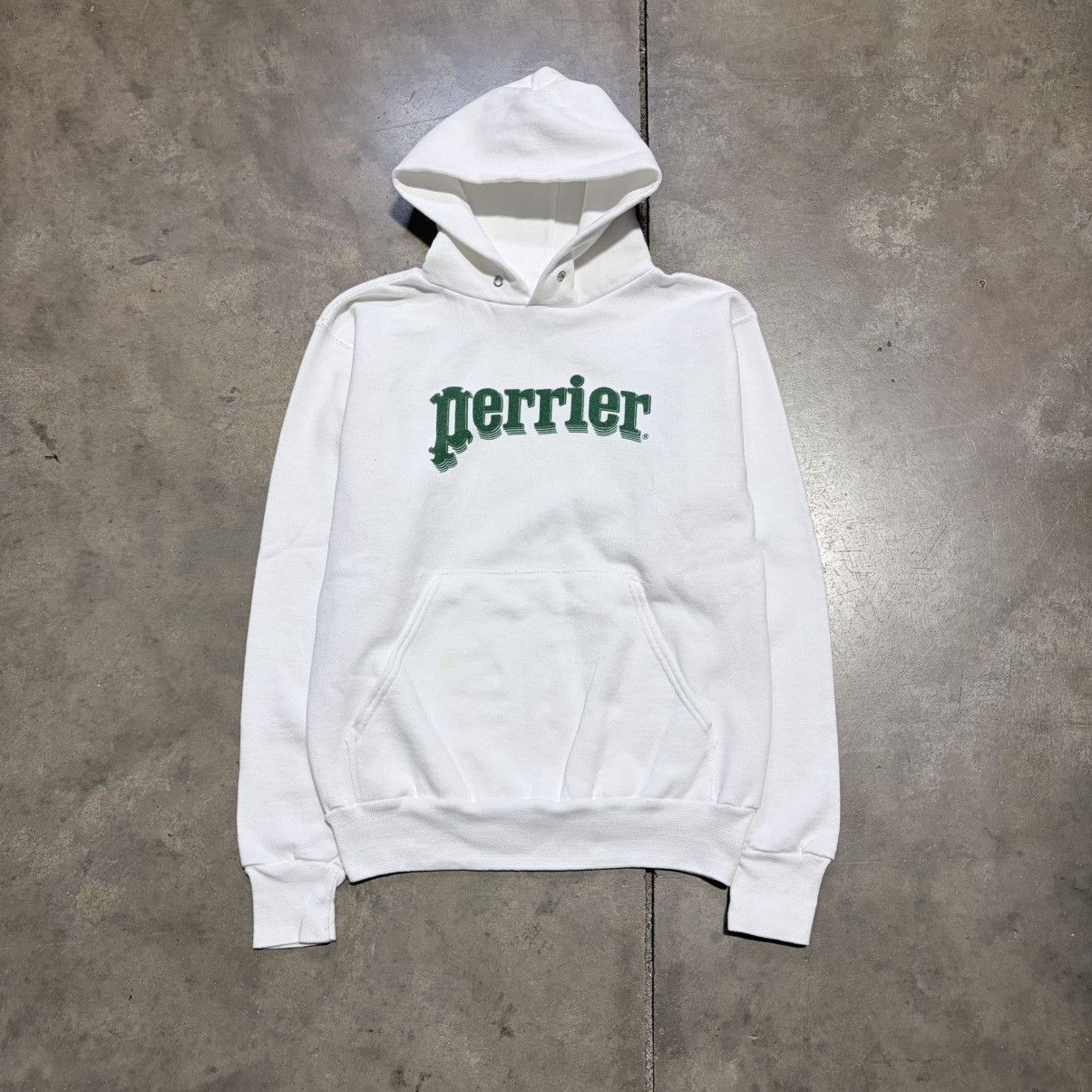 Vintage Vintage 80s Hoodie Sweatshirt Perrier Water Promo French USA Size US M / EU 48-50 / 2 - 1 Thumbnail
