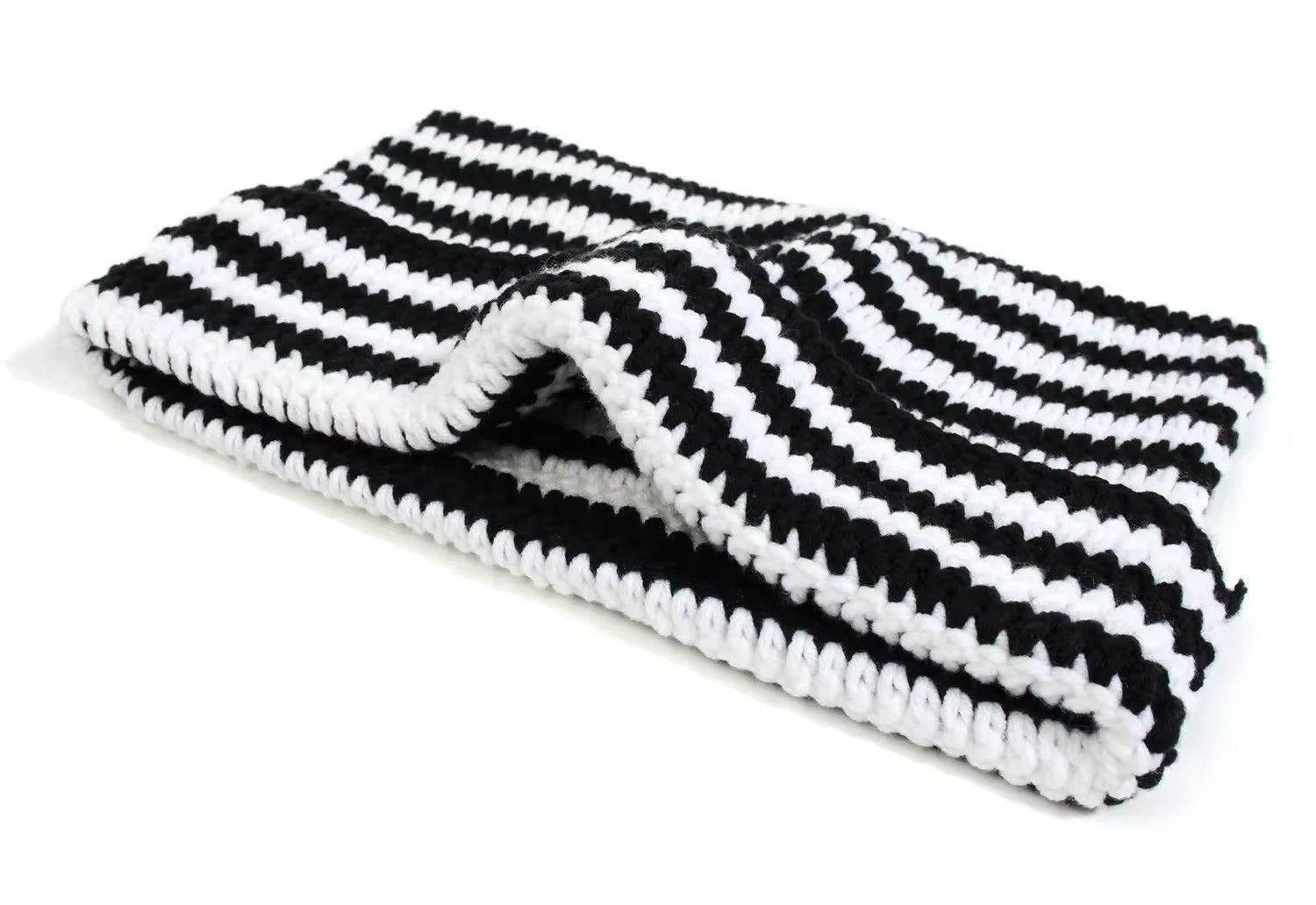 Japanese Brand Cat Ears Striped Knitted Beanie Hat Size ONE SIZE - 3 Thumbnail
