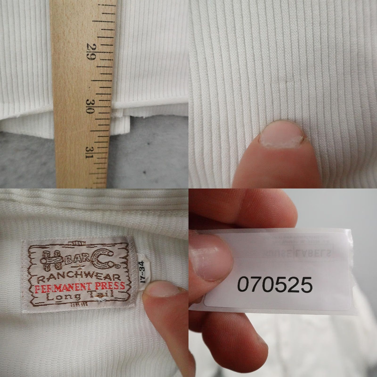 Vintage VINTAGE H Bar C Ranchwear Shirt Men XL White Western Pearl Snap Ribbed Long Tail Size US XL / EU 56 / 4 - 8 Thumbnail